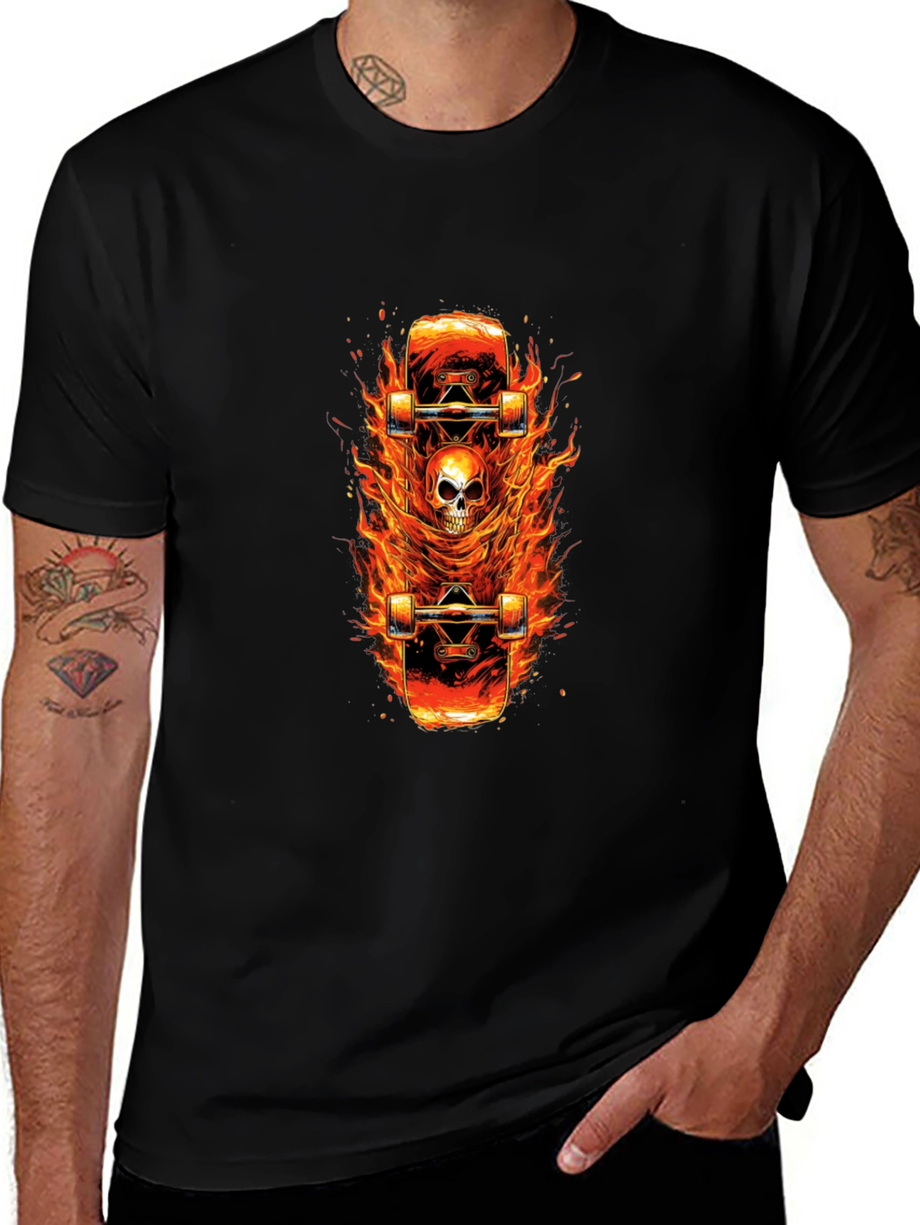 Variant 20 of Flaming Skull Skateboard Graphic Tee