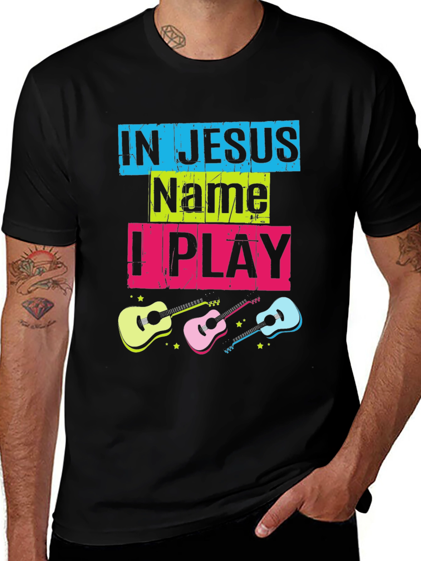 In Jesus Name I Play Guitar T-Shirt