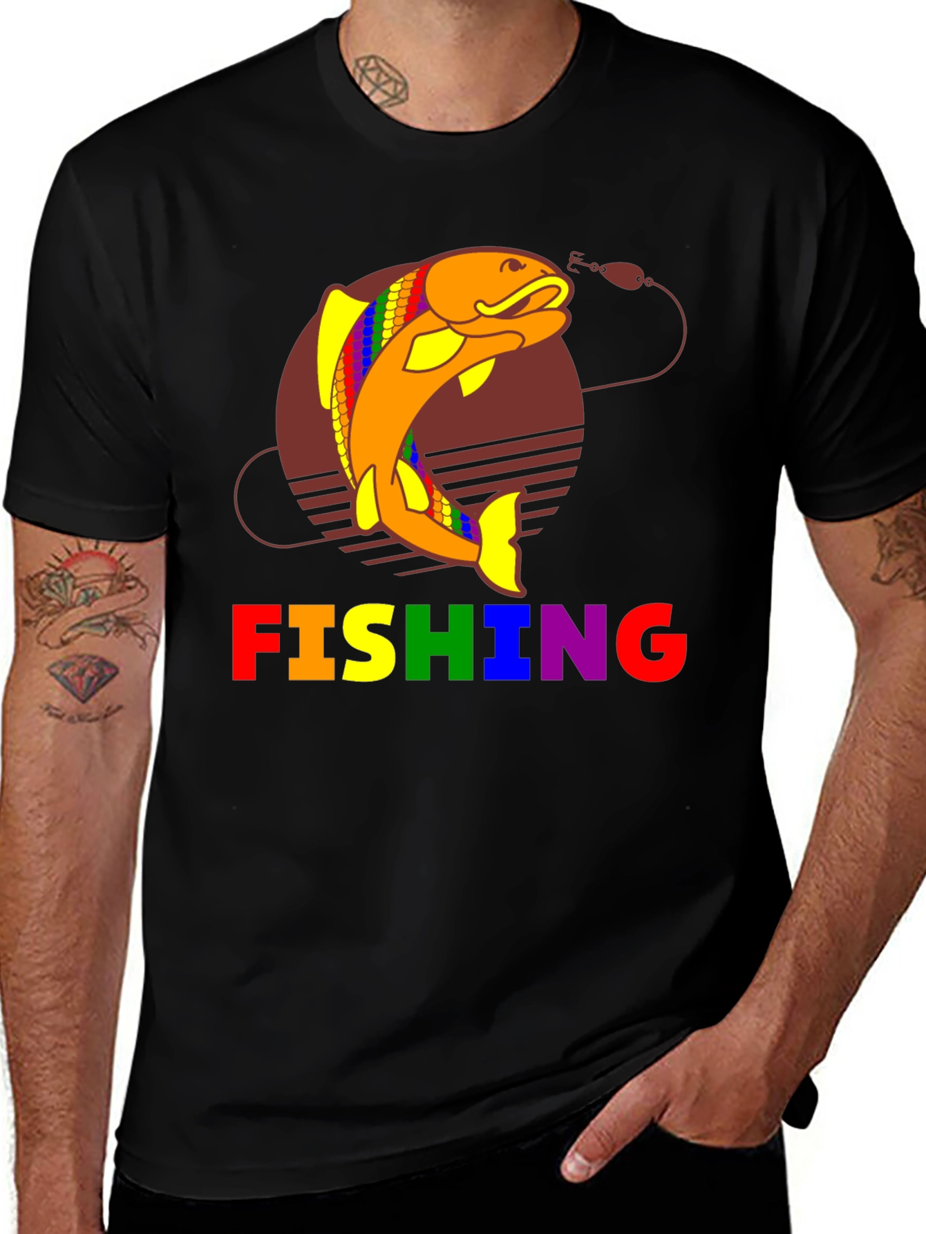 Variant 8 of Rainbow Fishing Graphic T-Shirt
