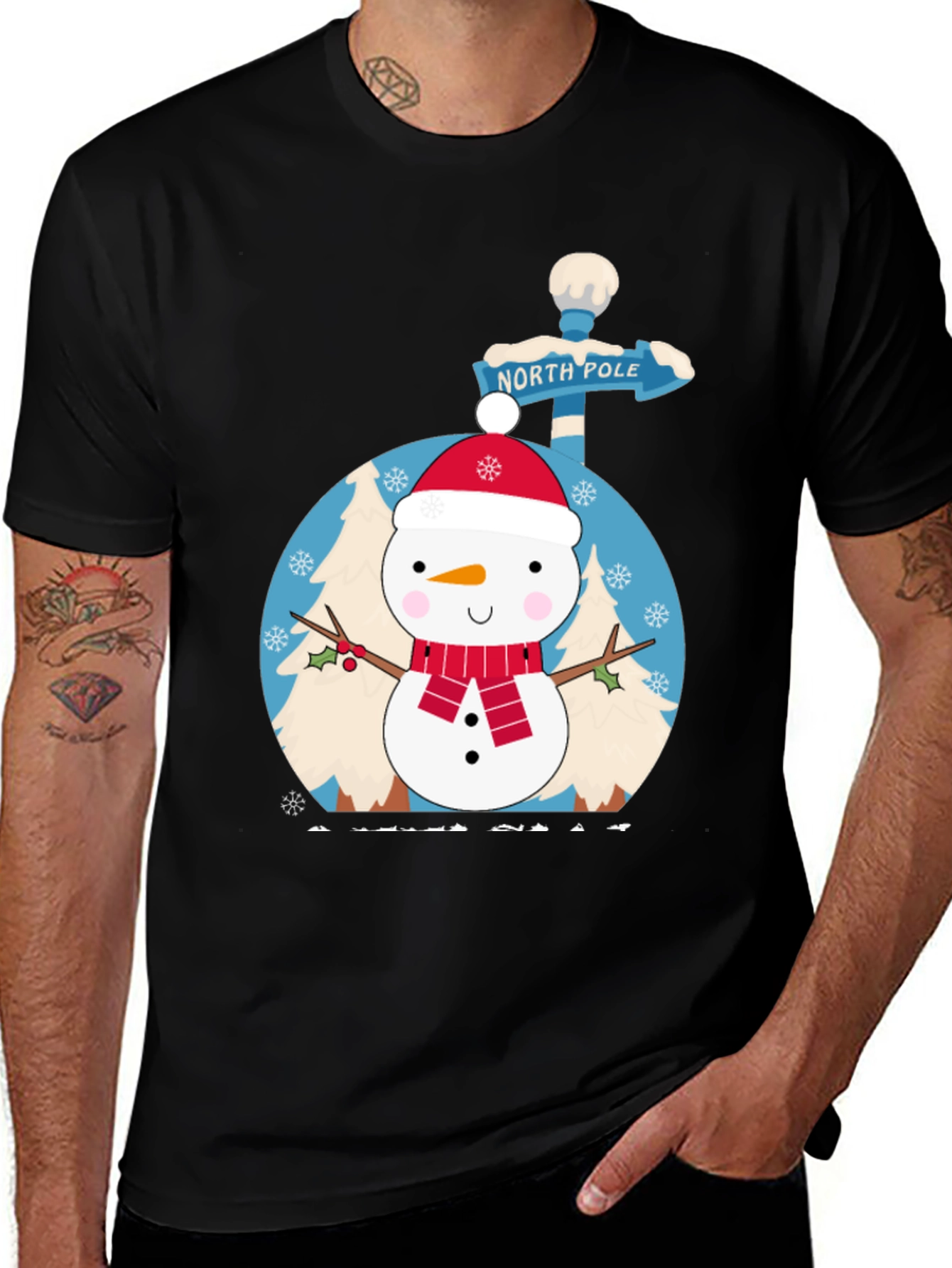 Festive Snowman North Pole Graphic T-Shirt