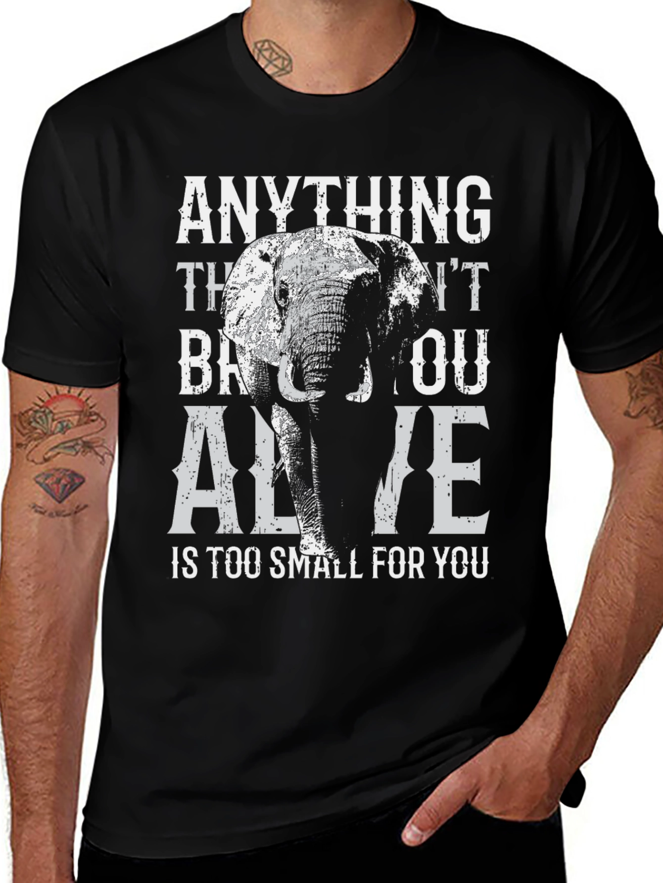 Variant 15 of Elephant 'Go Big' Graphic T-Shirt - Motivational Tee