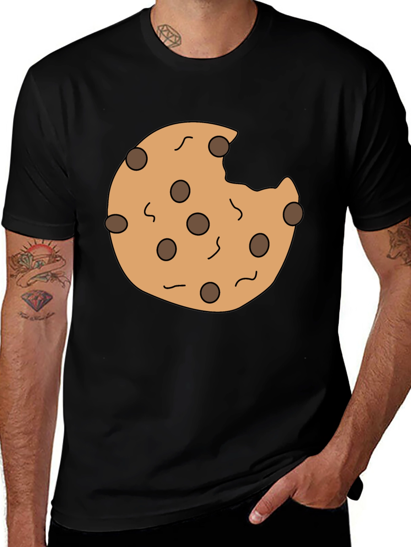 Variant 30 of Cookie Graphic Black T-Shirt - Bite Taken!