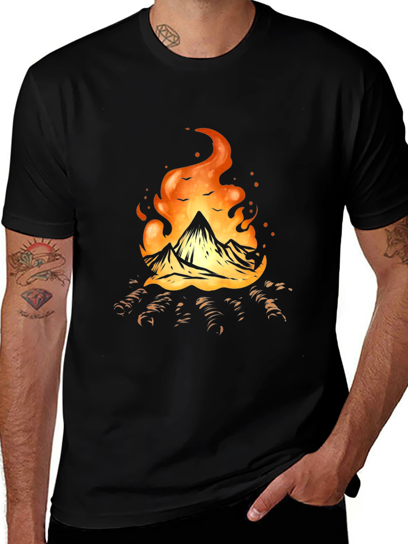 Variant 13 of Fiery Mountain Graphic Tee - Black Cotton