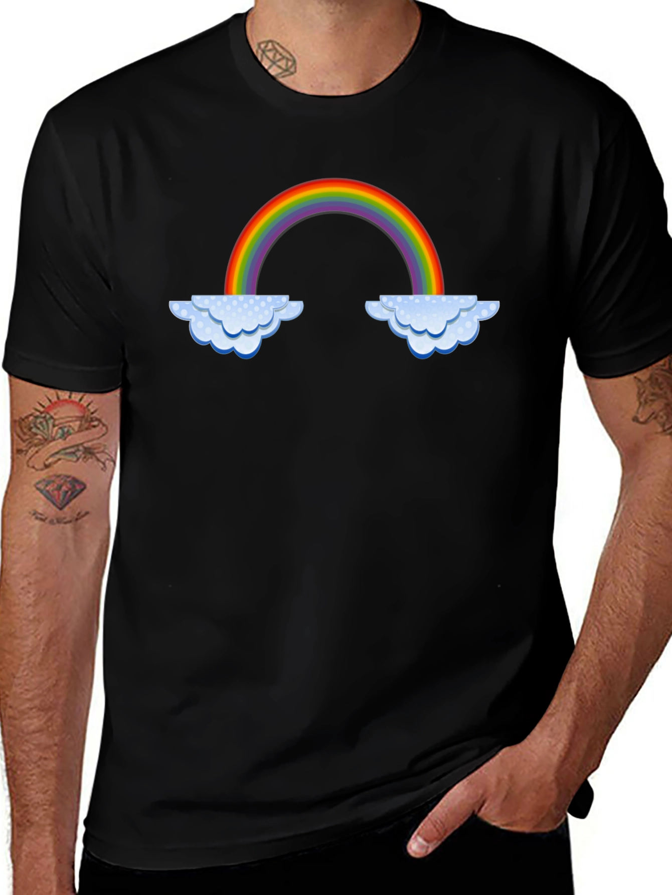 Black Rainbow Cloud Graphic T-Shirt - Black main image