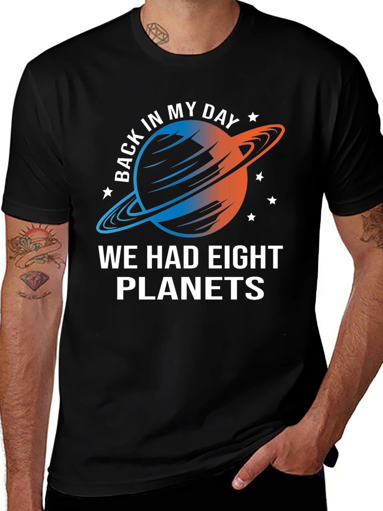Black Eight Planets T-Shirt - Retro Space Tee main image