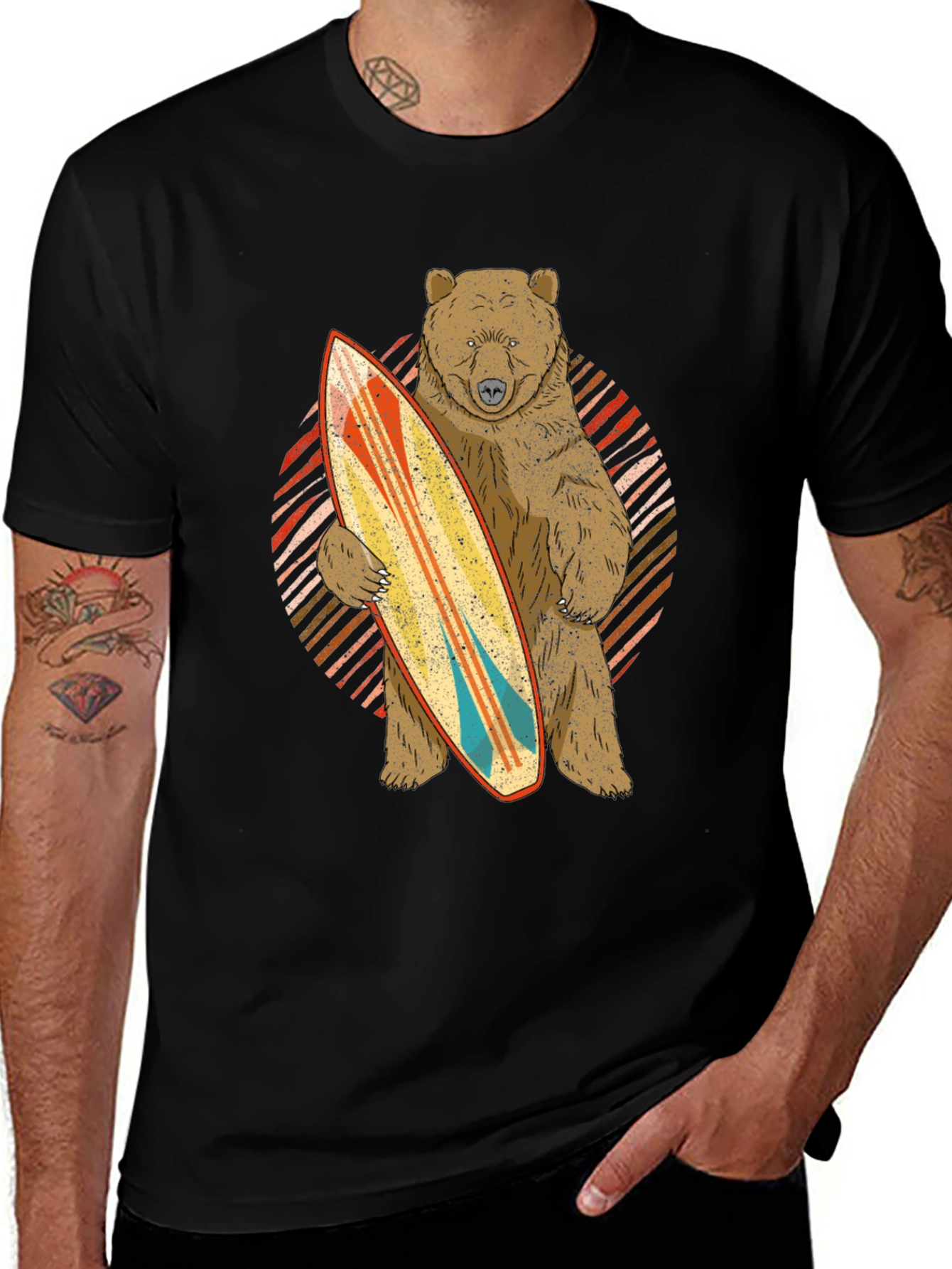 Variant 12 of Bear with Surfboard Graphic Tee