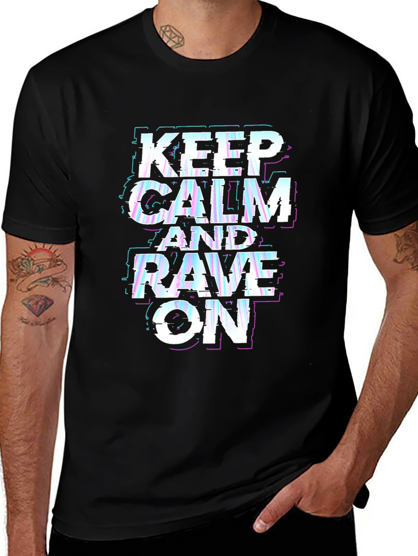 Variant 15 of Keep Calm Rave On Black T-Shirt
