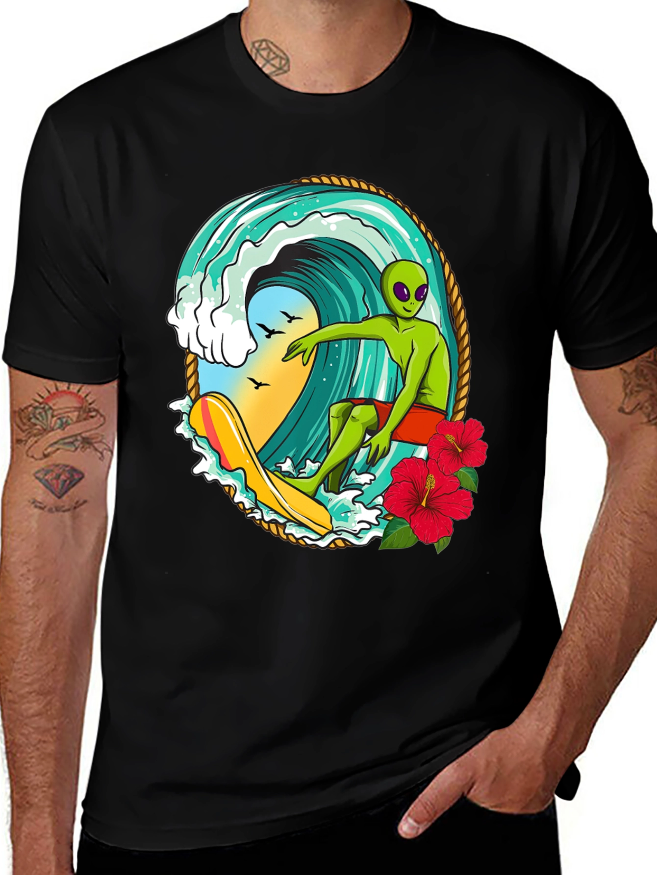 Variant 23 of Alien Surfing Wave T-Shirt