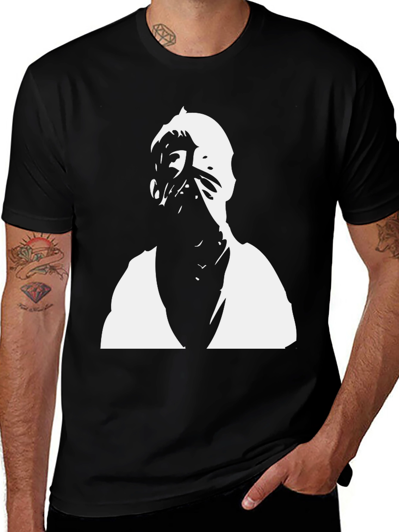 Variant 9 of Graphic Tee: Masked Figure Black T-Shirt