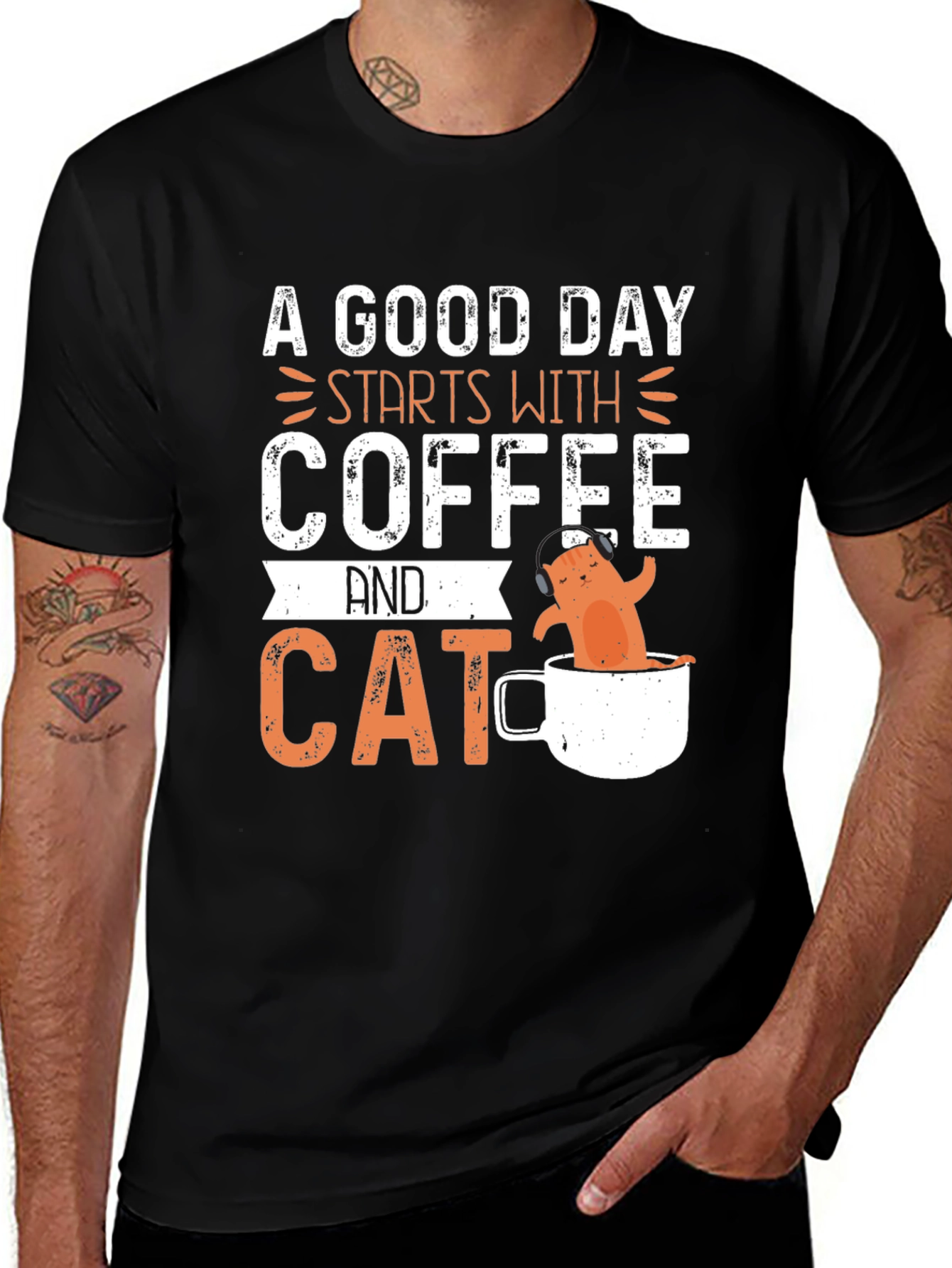 Variant 26 of Coffee and Cat T-Shirt - Good Day Starts Here