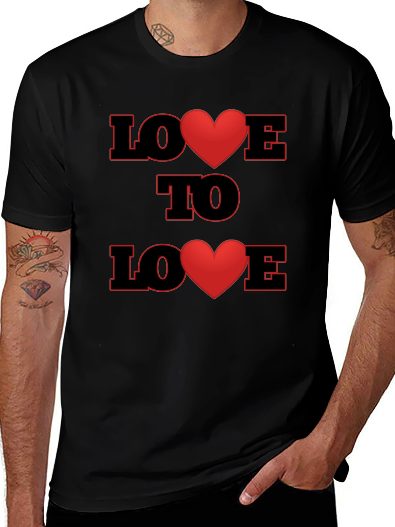 Variant 5 of Love to Love Heart Graphic Black T-Shirt