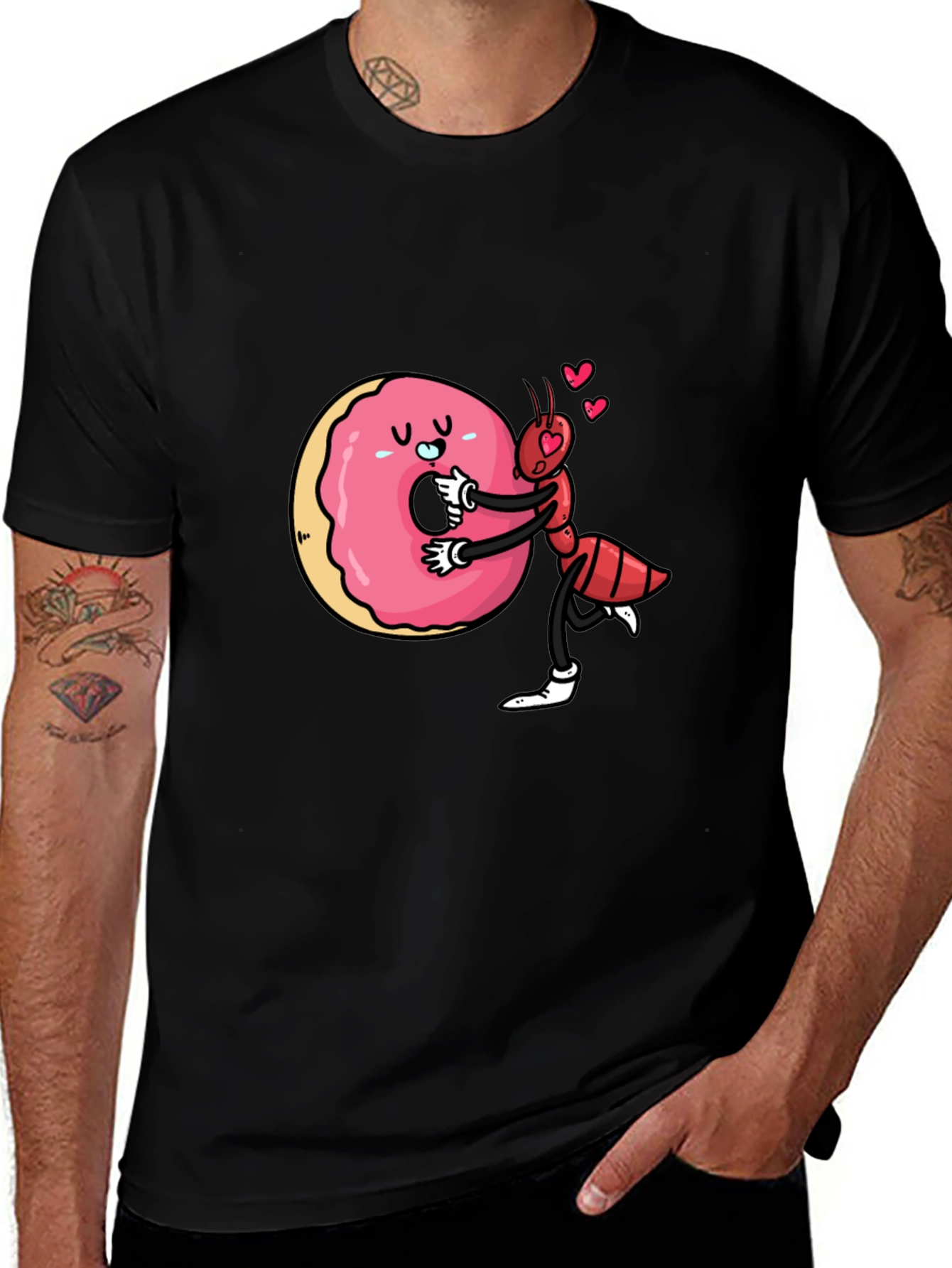 Variant 8 of Ant Hugs Donut Graphic Tee - Unisex Crew Neck T-Shirt