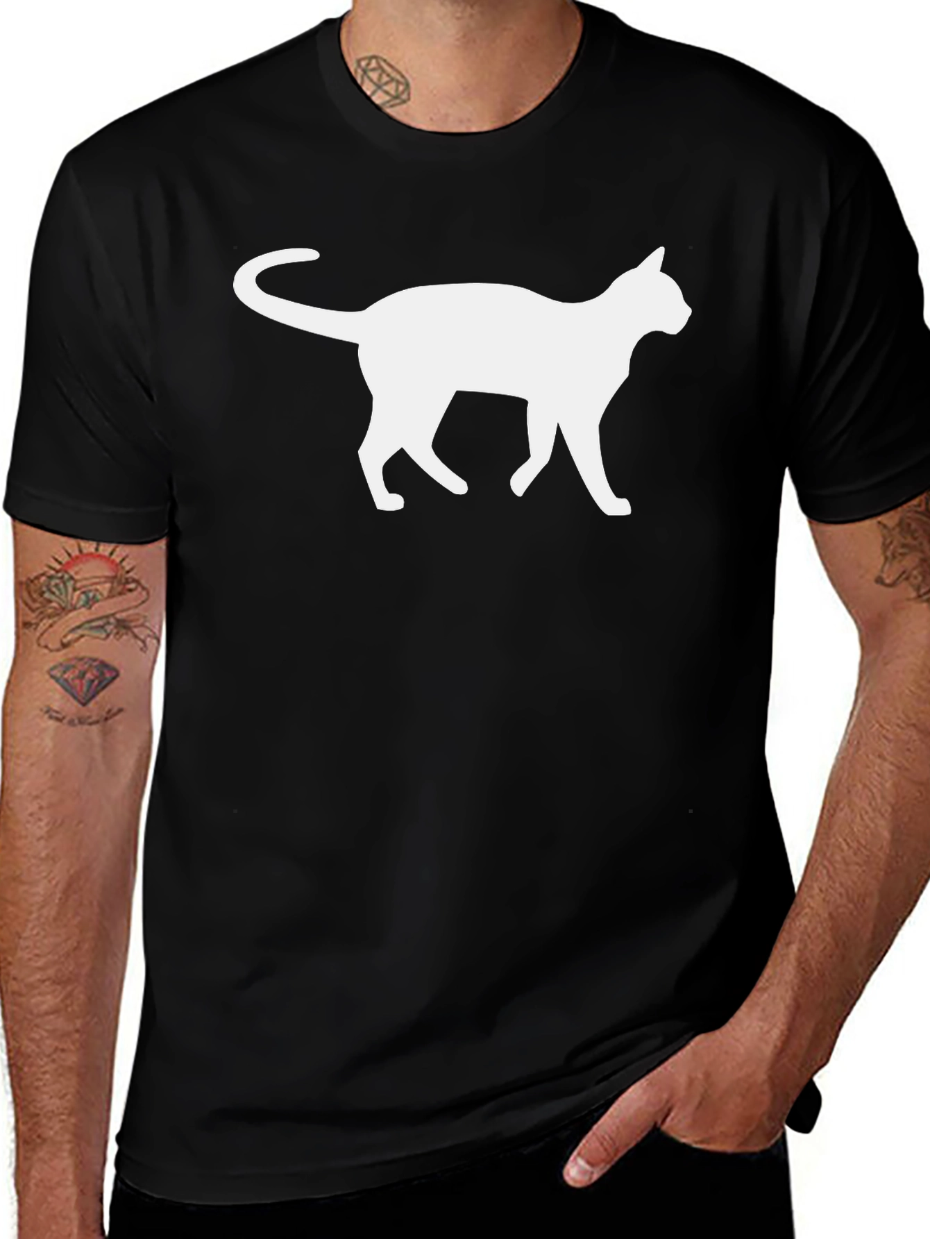 Variant 21 of Cool Cat Silhouette Graphic T-Shirt