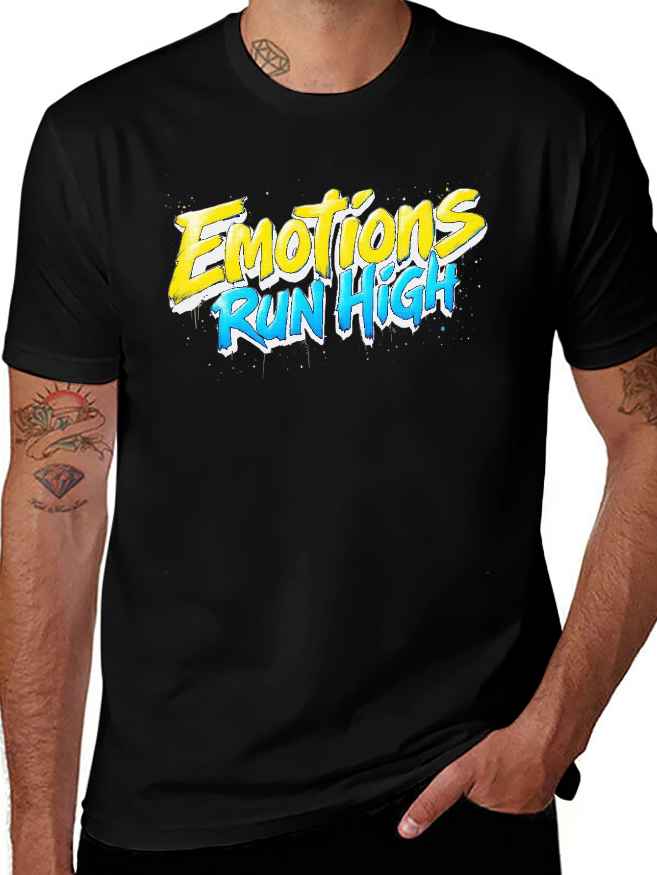 Variant 23 of Emotions Run High Graphic T-Shirt - Black