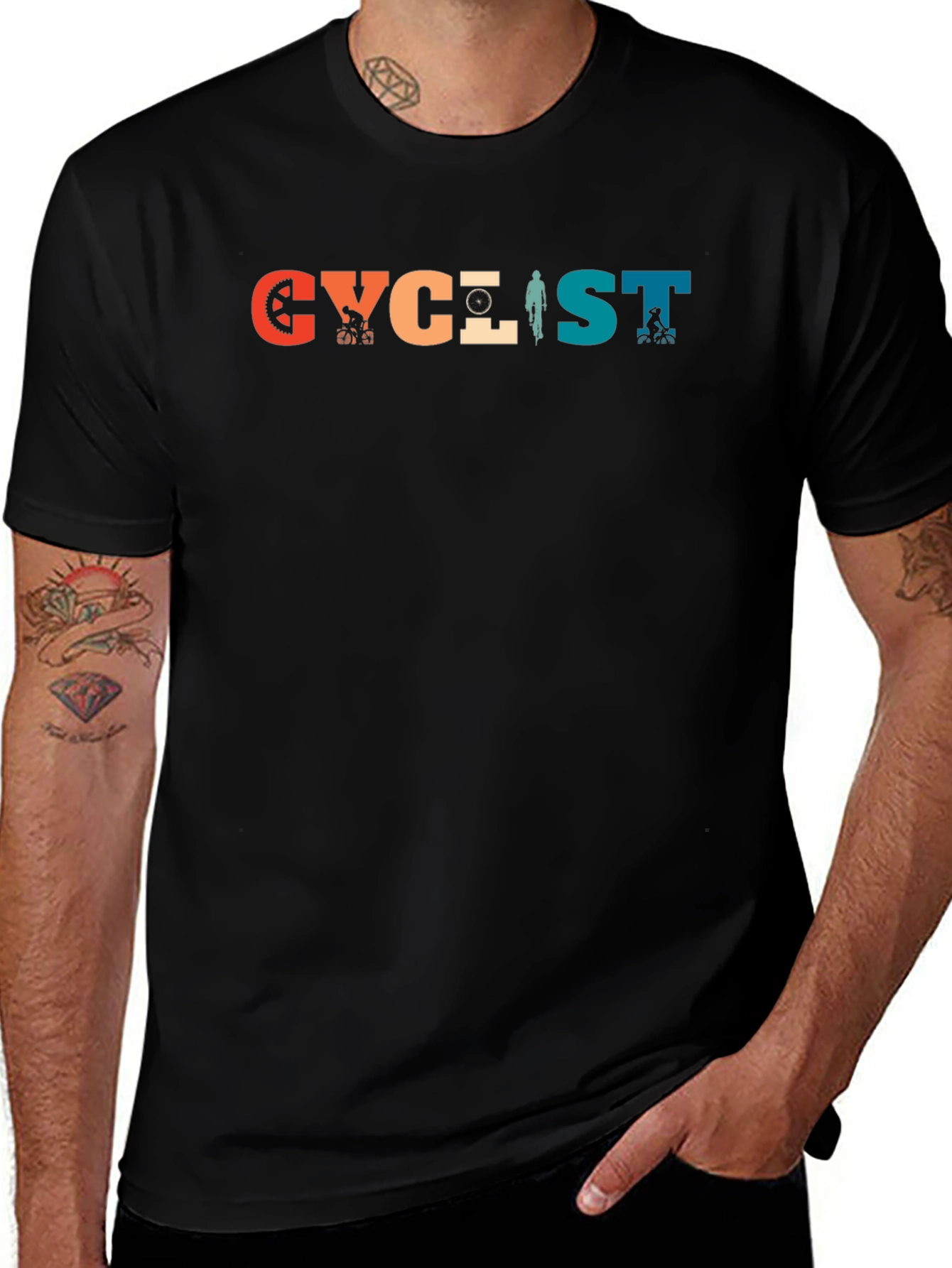 Variant 13 of Cyclist Retro Graphic T-Shirt - Black