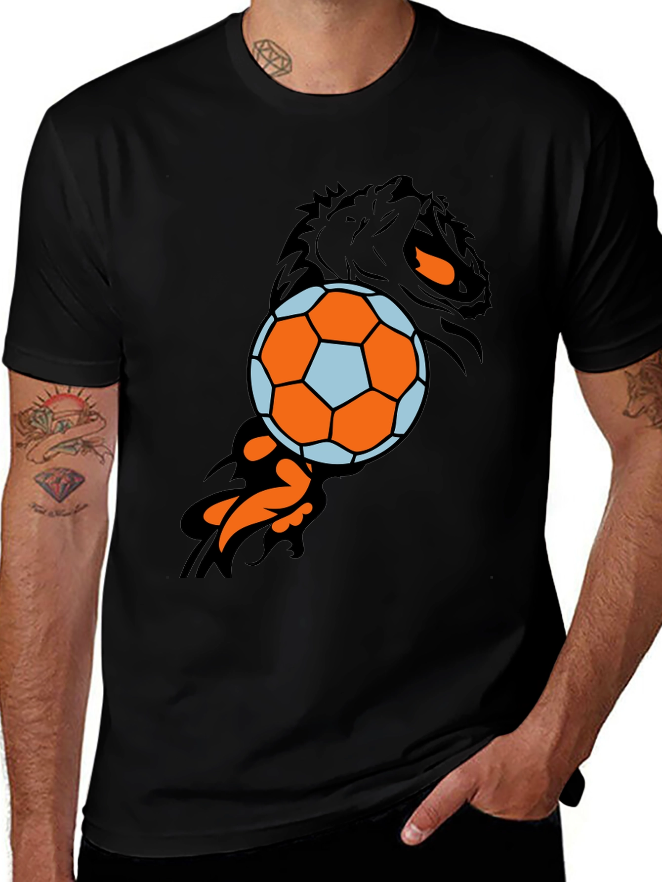 Variant 15 of Lion & Soccer Ball Black T-Shirt