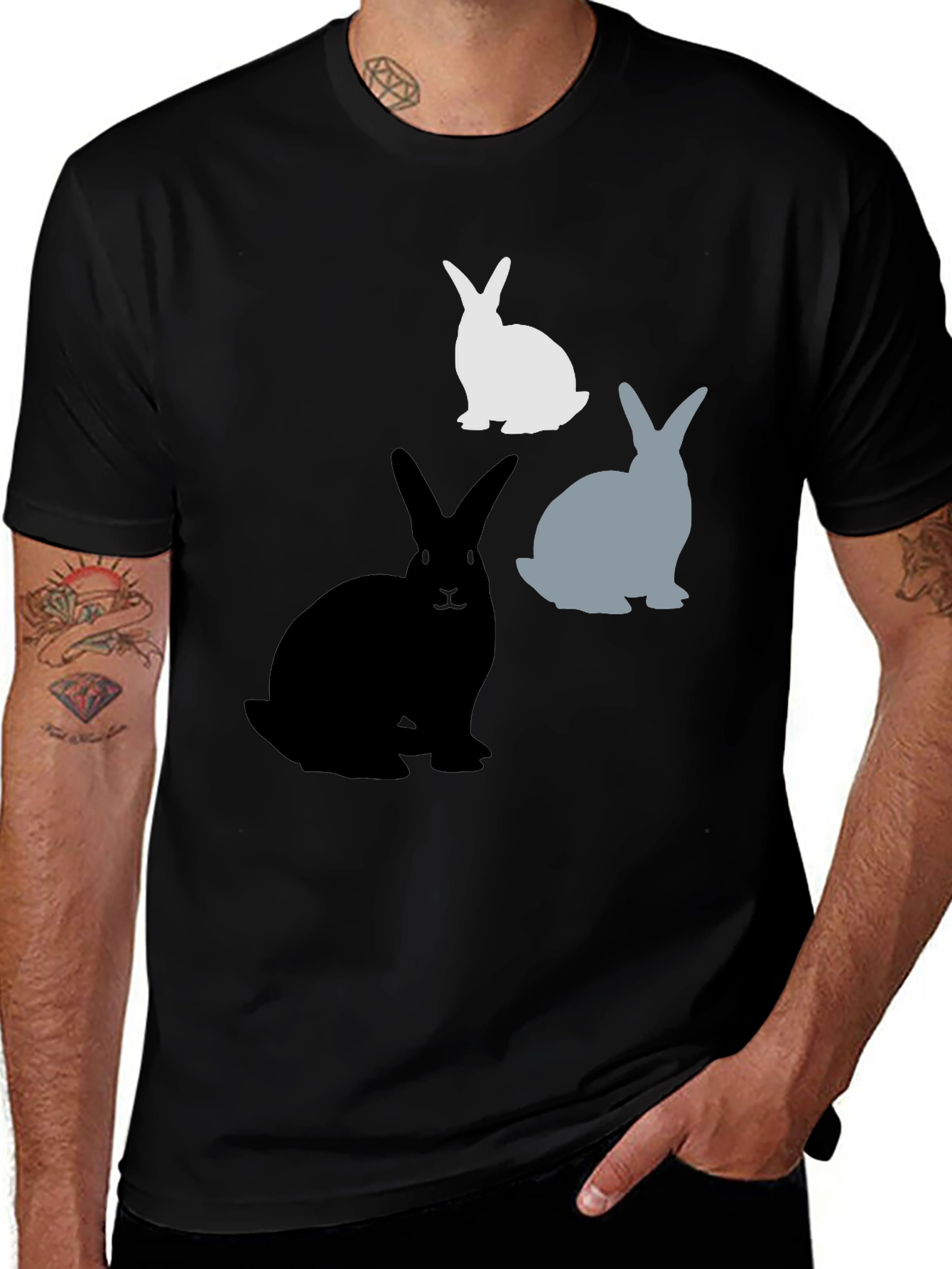 Variant 28 of Rabbit Silhouette Graphic Tee - Black