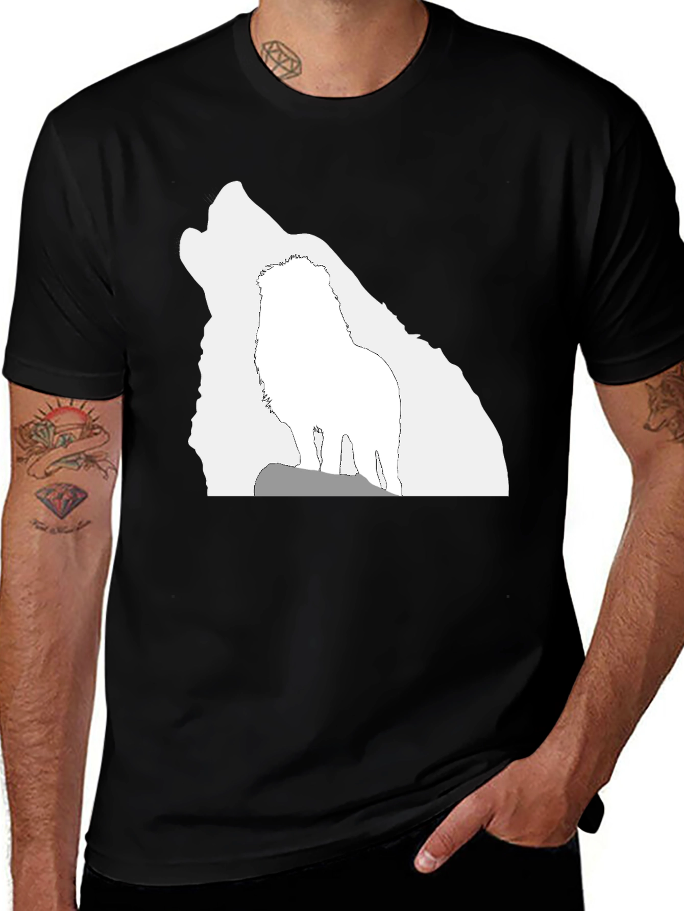 Variant 5 of Wolf Silhouette Black T-Shirt