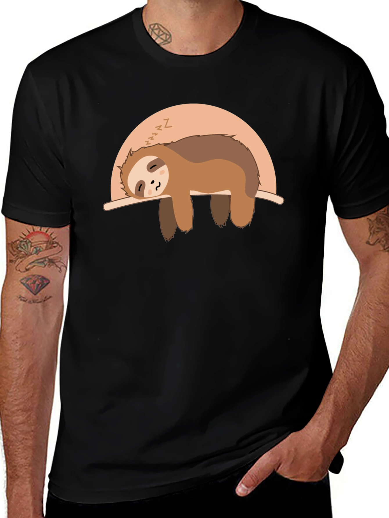 Variant 29 of Lazy Sloth Graphic Tee - Comfort & Style