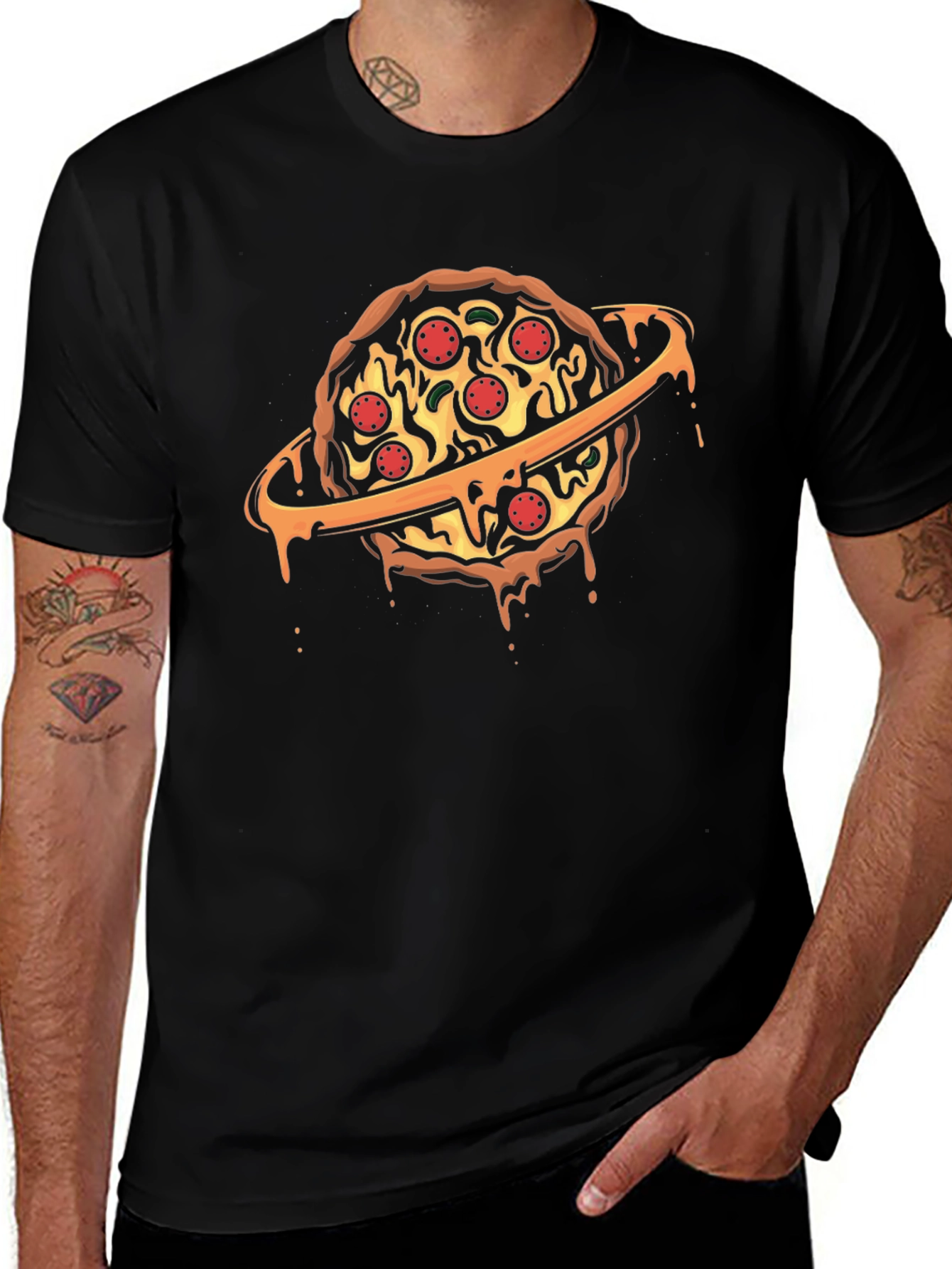 Variant 13 of Pizza Planet Graphic T-Shirt - Black Cotton Blend Tee