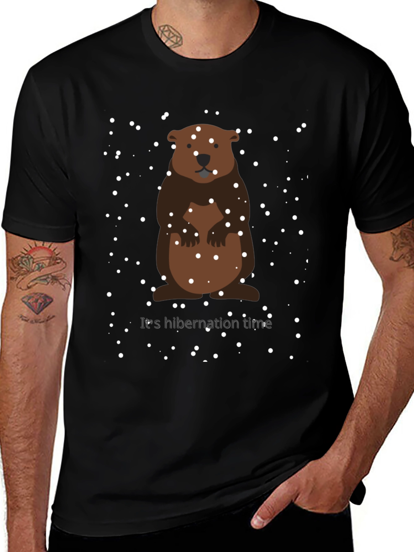 Variant 5 of Hibernation Time Beaver T-Shirt - Winter Apparel