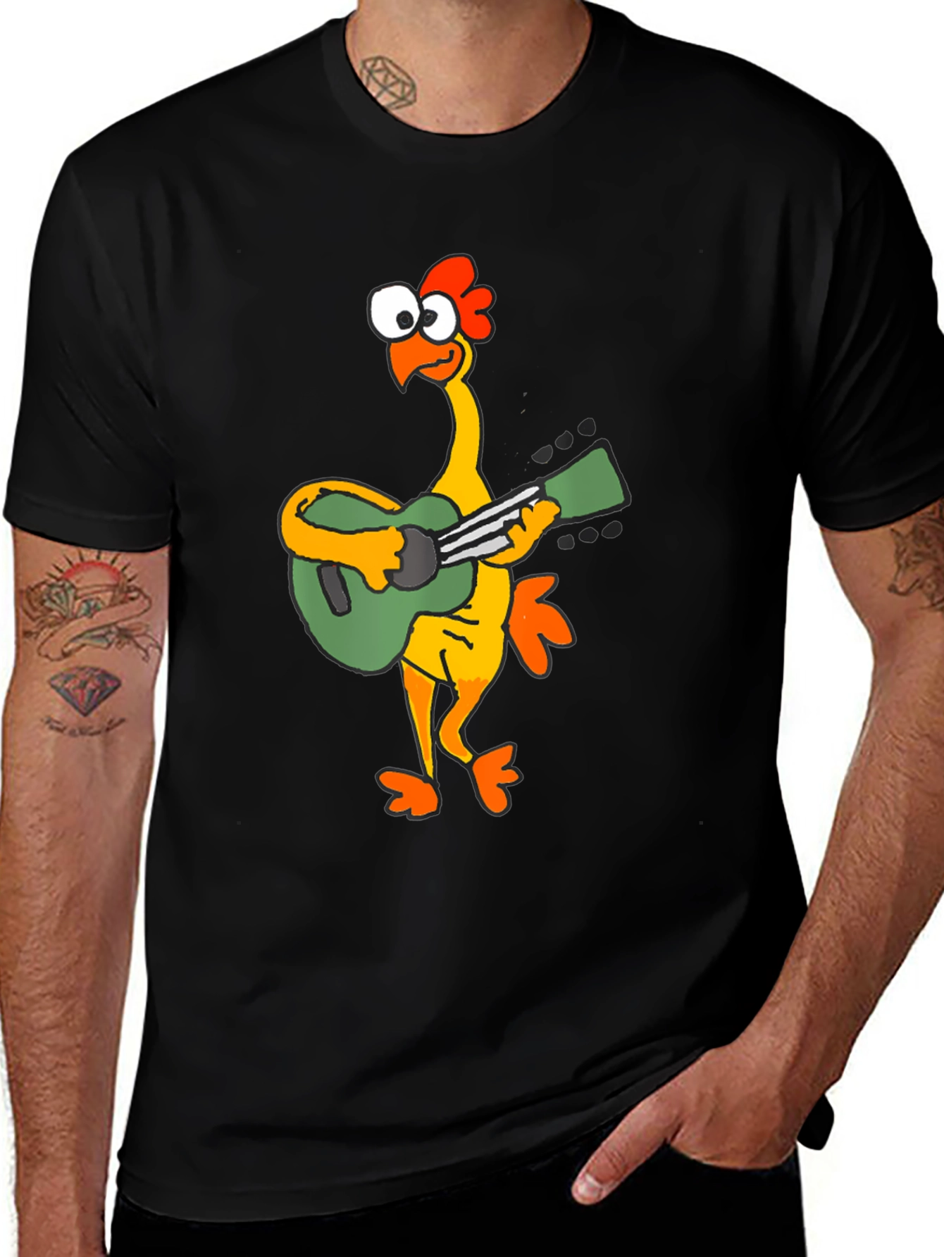 Variant 15 of Funny Chicken Guitarist Graphic Tee
