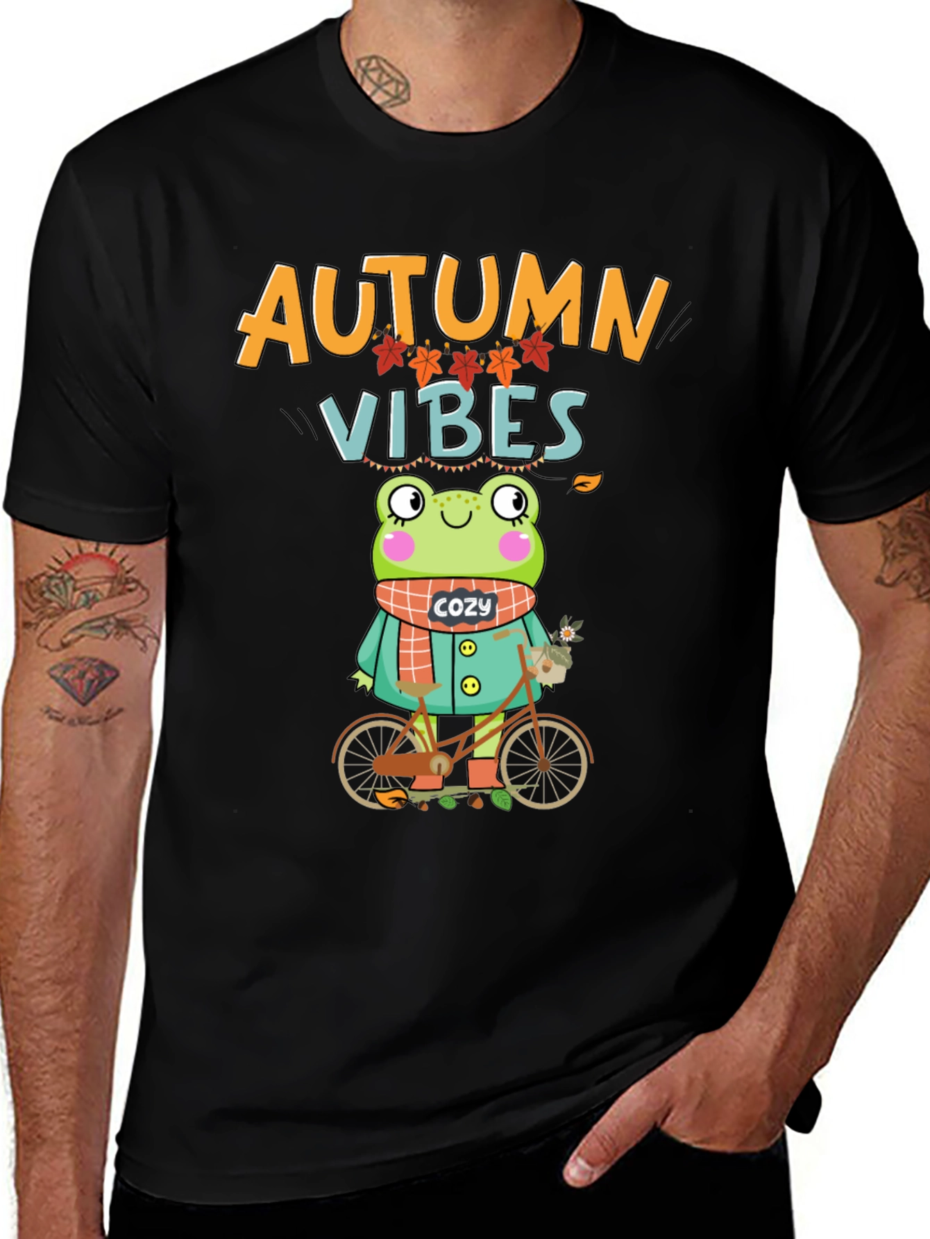 Variant 25 of Autumn Vibes Frog On Bicycle T-Shirt