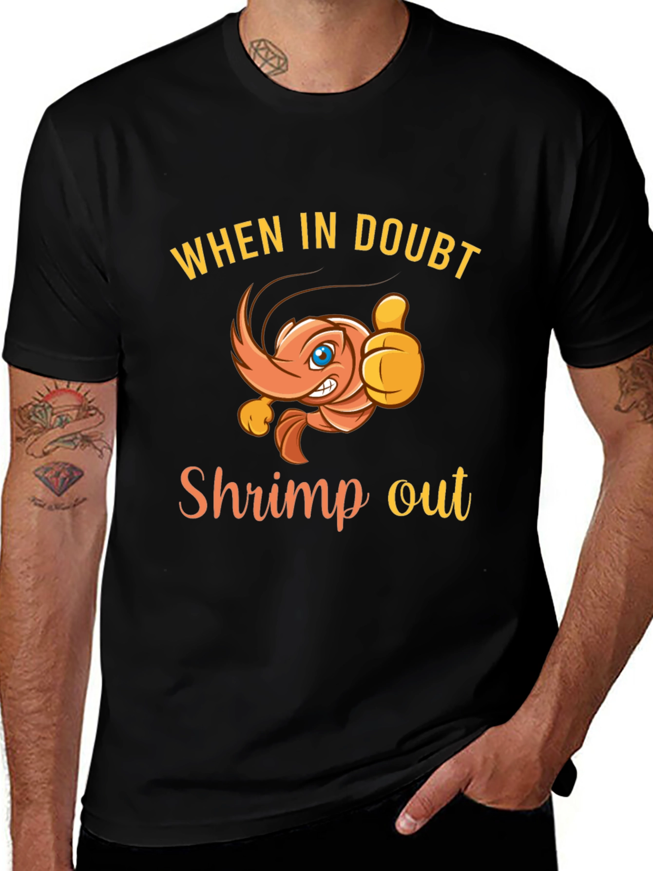 Variant 8 of When in Doubt Shrimp Out Black T-Shirt