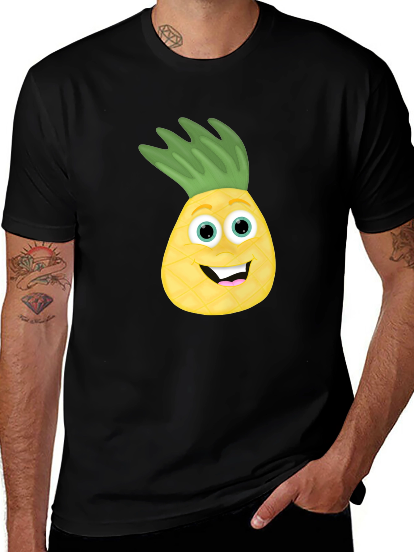 Variant 24 of Funny Pineapple Face Black T-Shirt