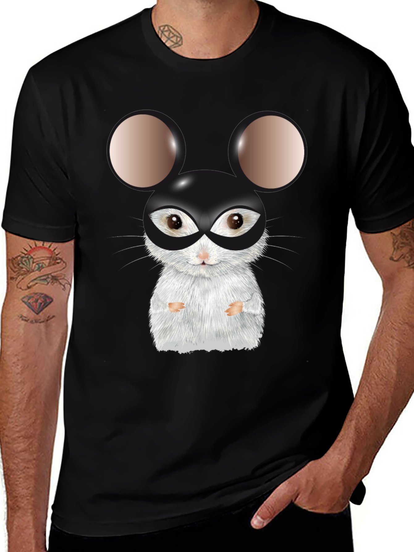 Funny Hamster Superhero T-Shirt - Black