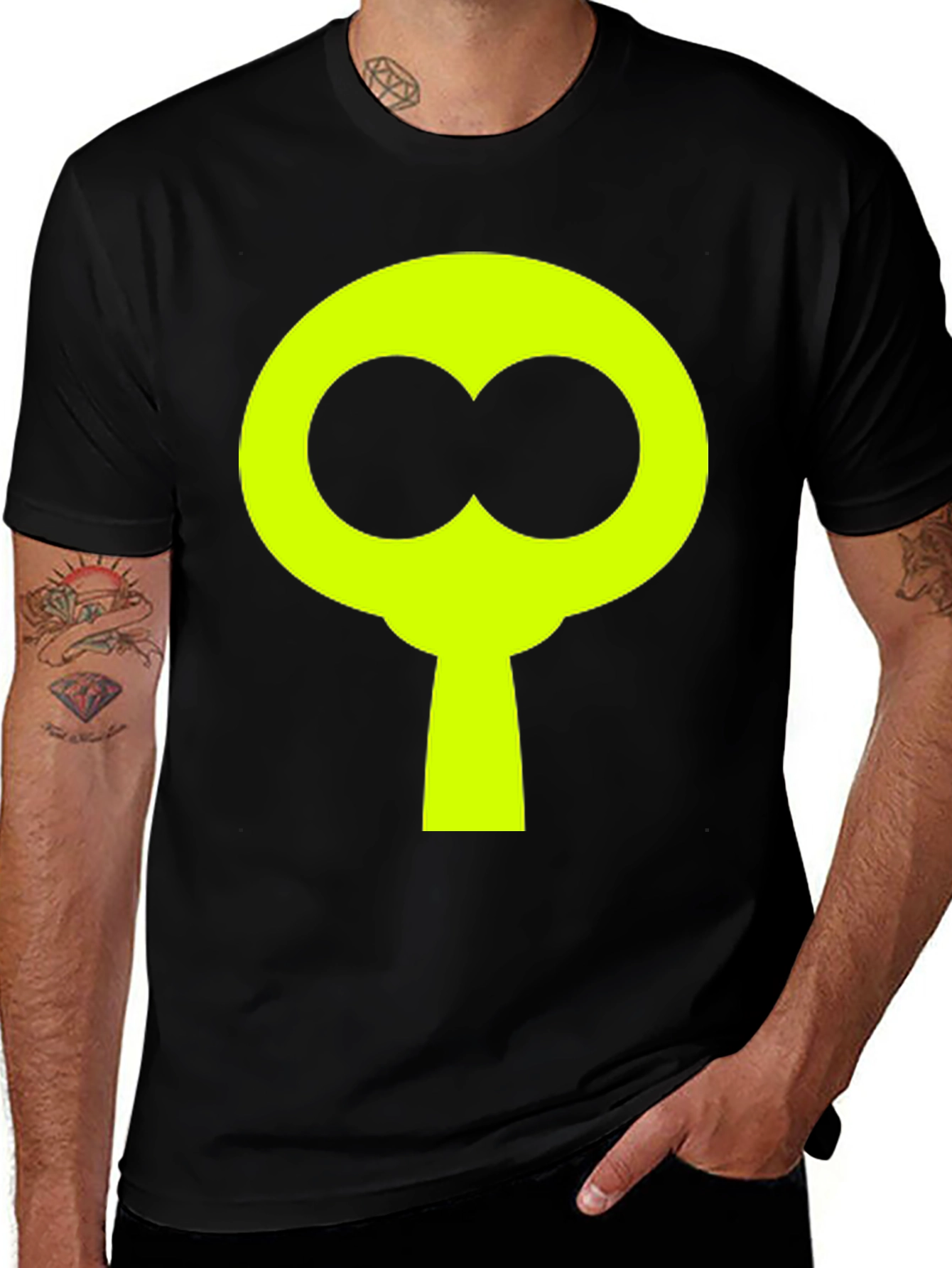Variant 6 of Cool Keyhole Graphic Tee - Black T-Shirt