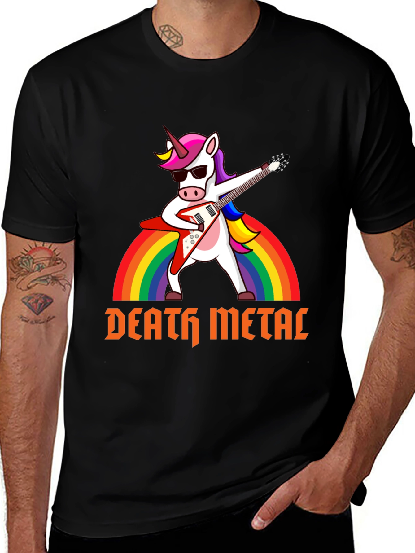 Death Metal Unicorn T-Shirt Rocker Rainbow