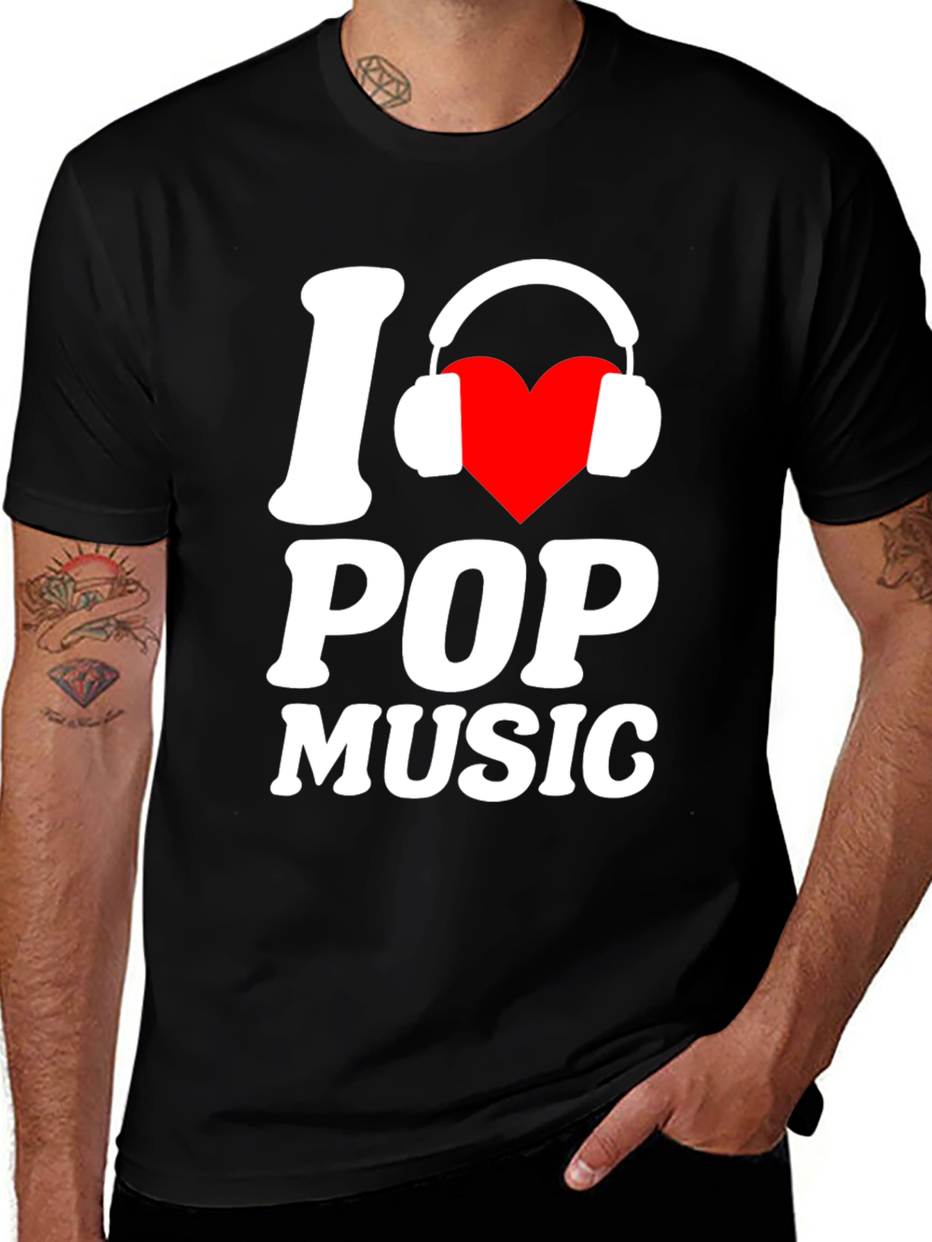 Variant 27 of I Love Pop Music Black T-Shirt
