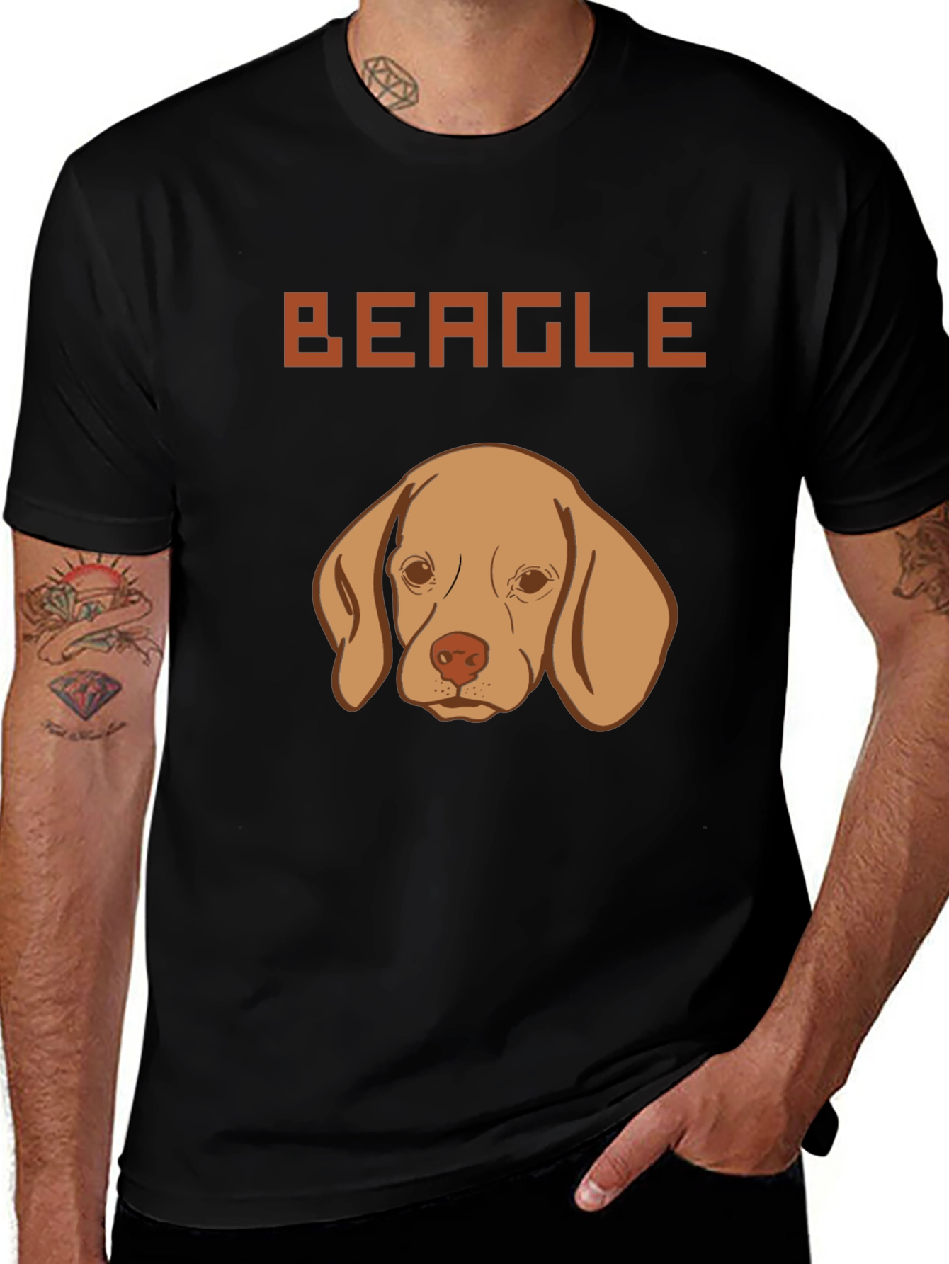 Variant 24 of Beagle Dog Graphic Tee - Men's Black T-Shirt