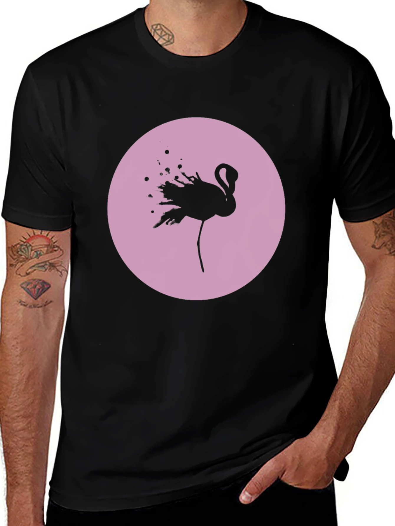 Variant 15 of Flamingo Graphic Tee - Black