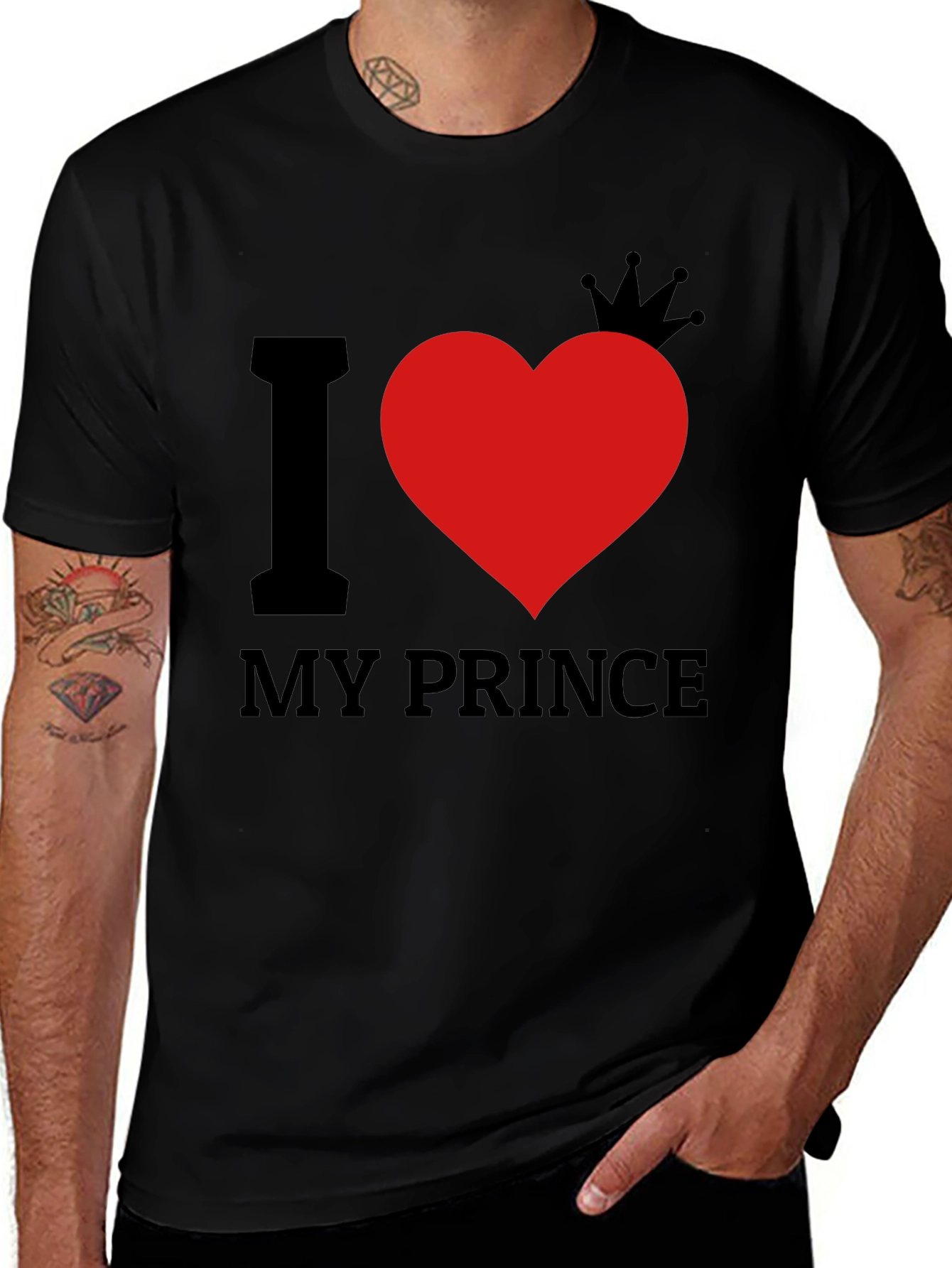 I Love My Prince T-Shirt - Black Tee with Heart and Crown