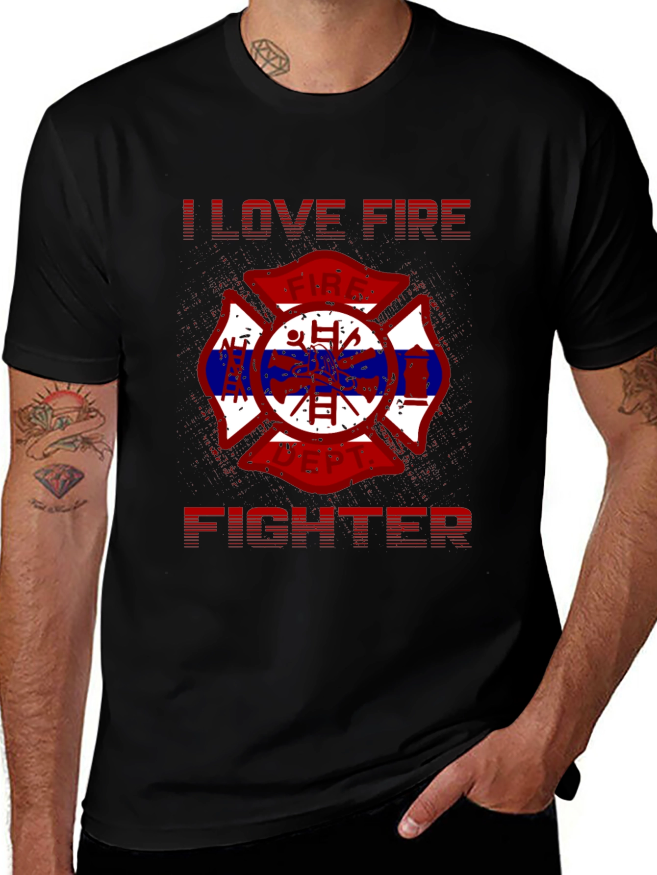 I Love Firefighter Graphic T-Shirt