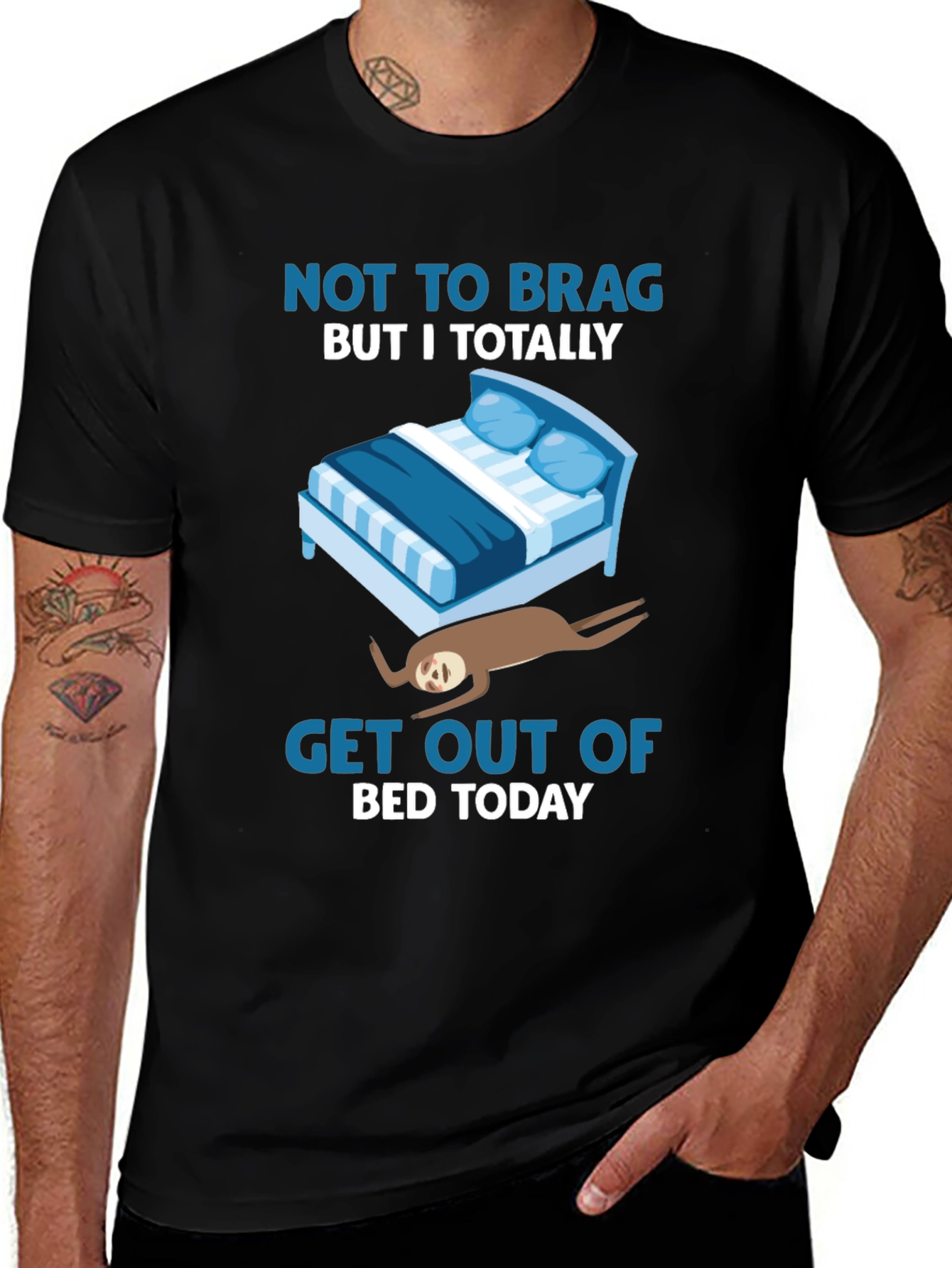 Variant 26 of Funny Sloth Bed T-Shirt - Lazy Days Tee