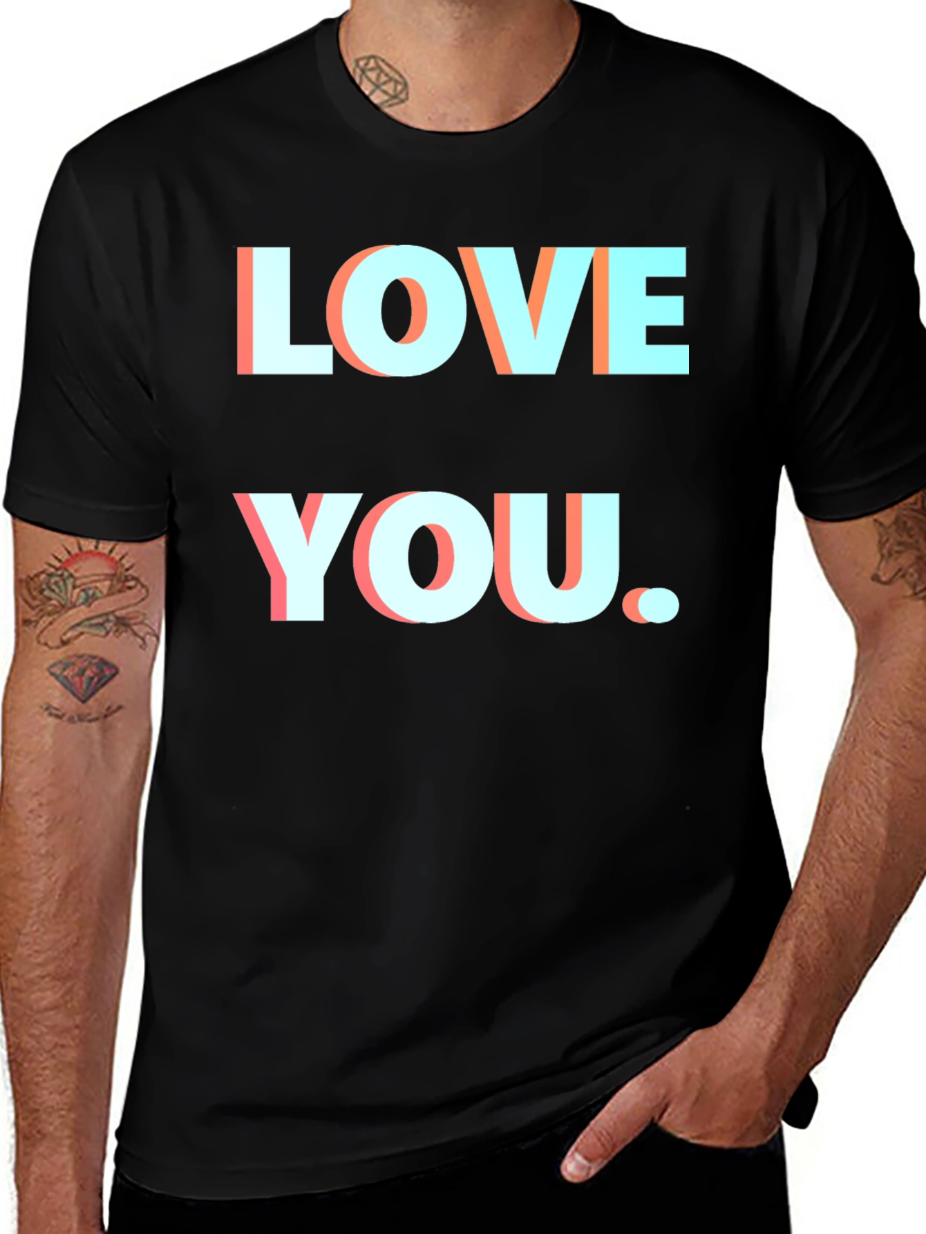 Variant 10 of Love You Black T-Shirt Graphic Print