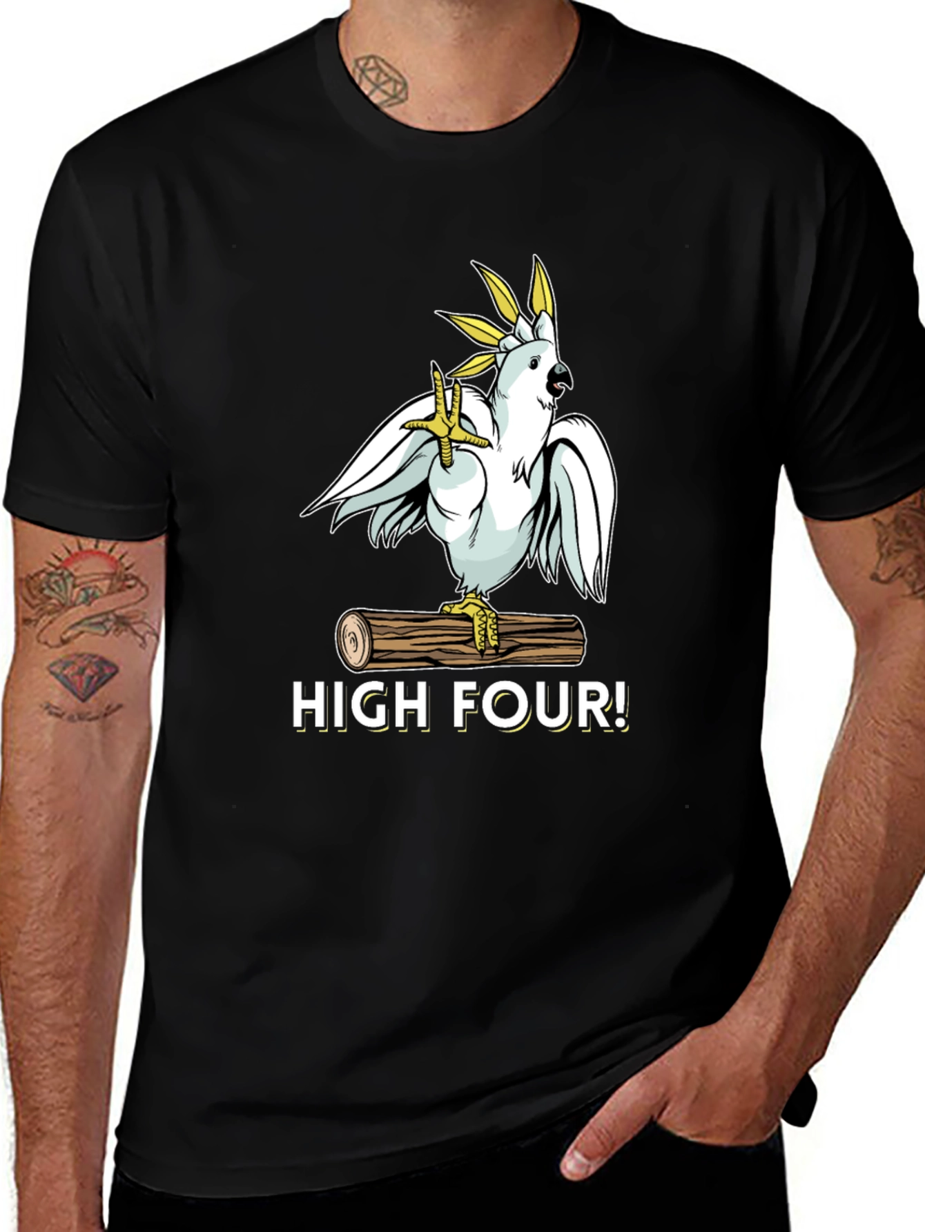 Black High Four! Cockatoo T-Shirt main image