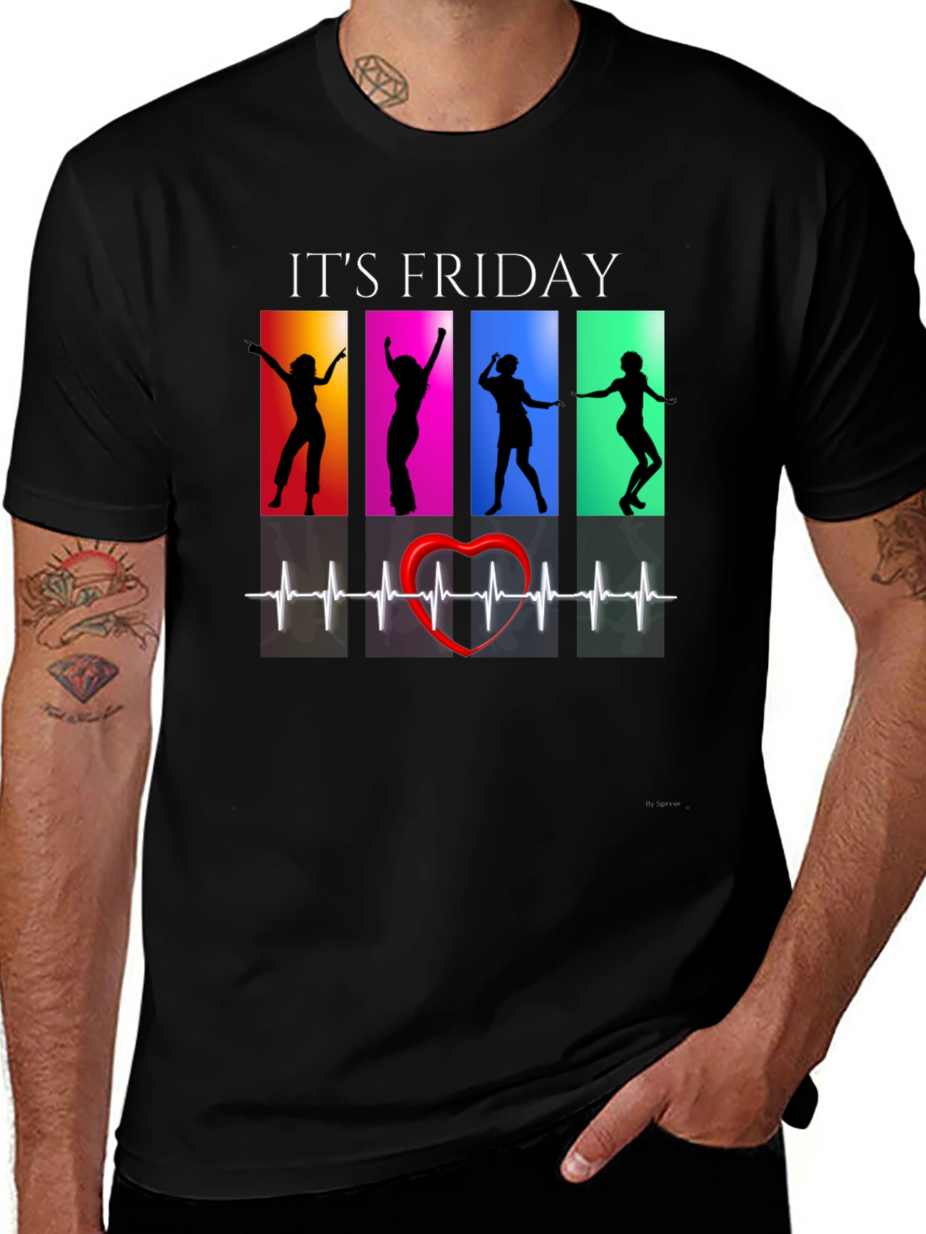 Variant 28 of It's Friday Heartbeat Dancing Graphic T-Shirt
