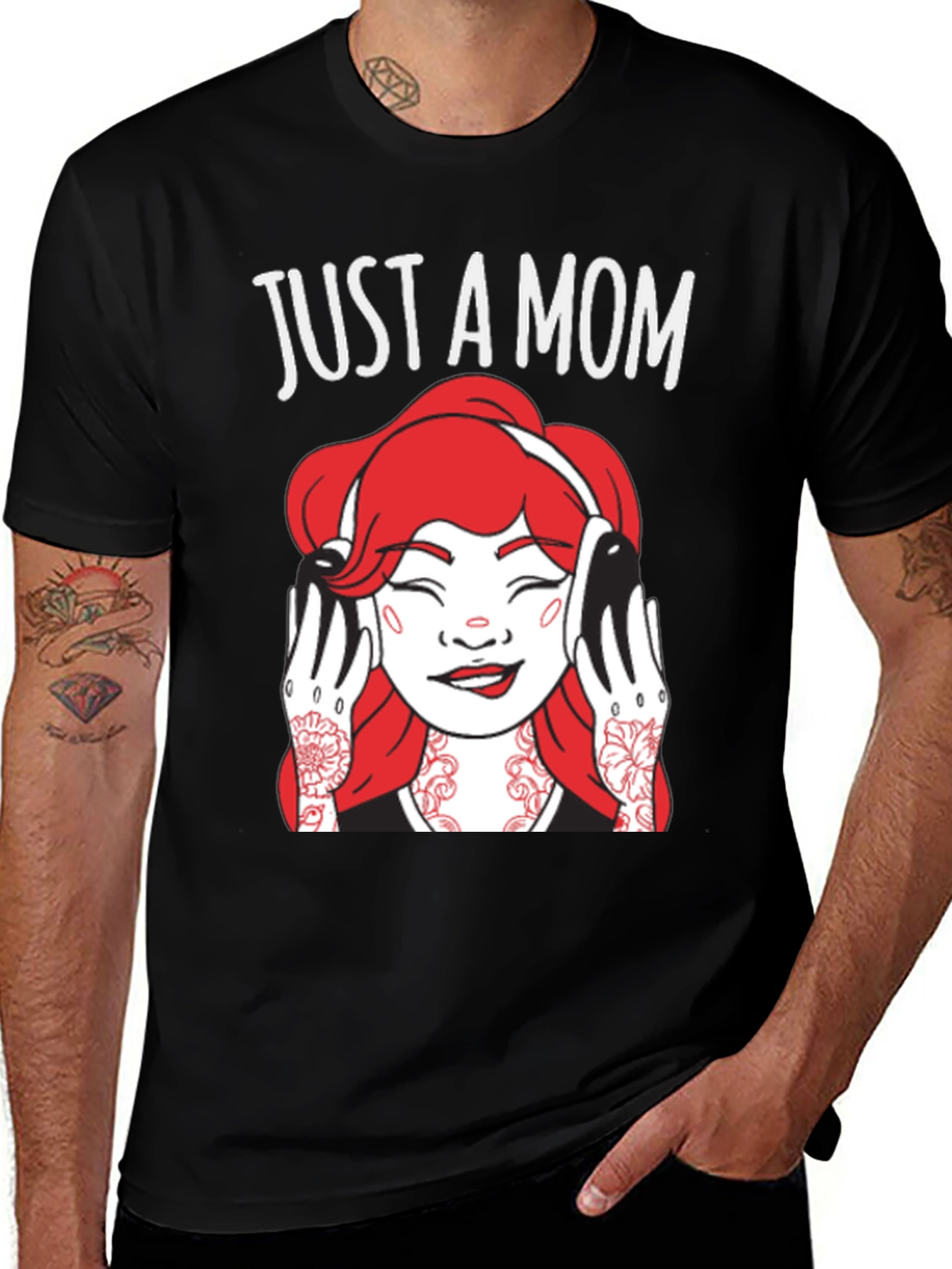 Variant 2 of Just a Mom T-Shirt - Tattooed Redhead Graphic Tee