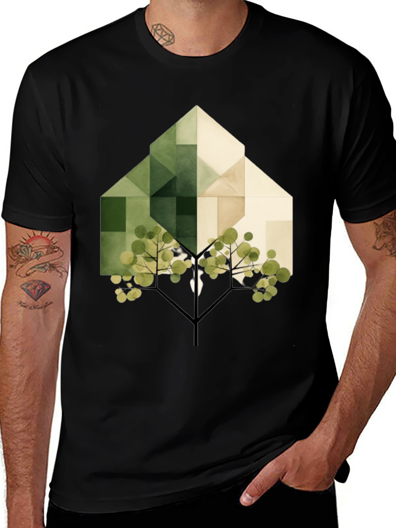Geometric Tree Graphic Tee - Modern Nature Shirt