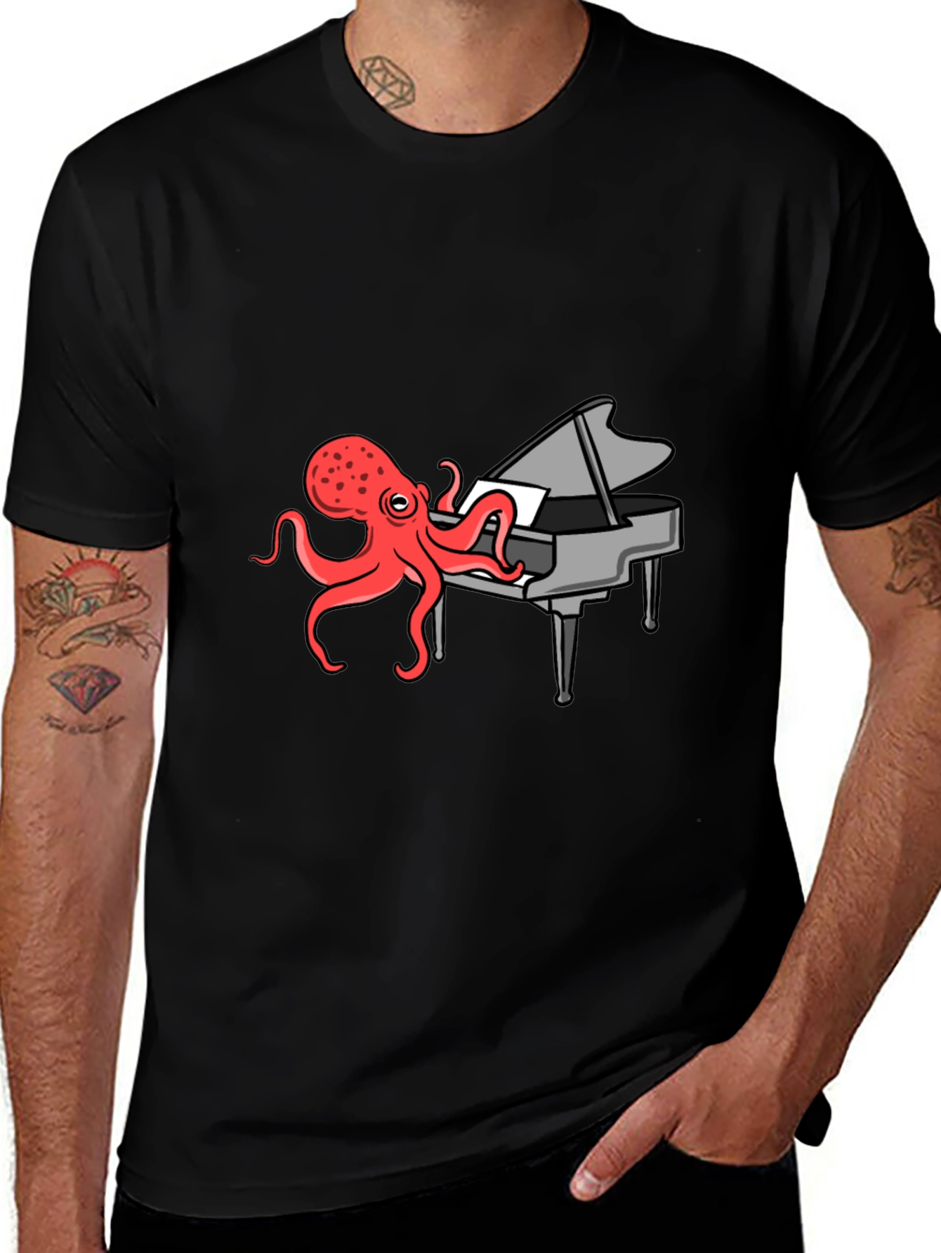 Variant 18 of Octopus Piano Player Graphic T-Shirt - Unique Design