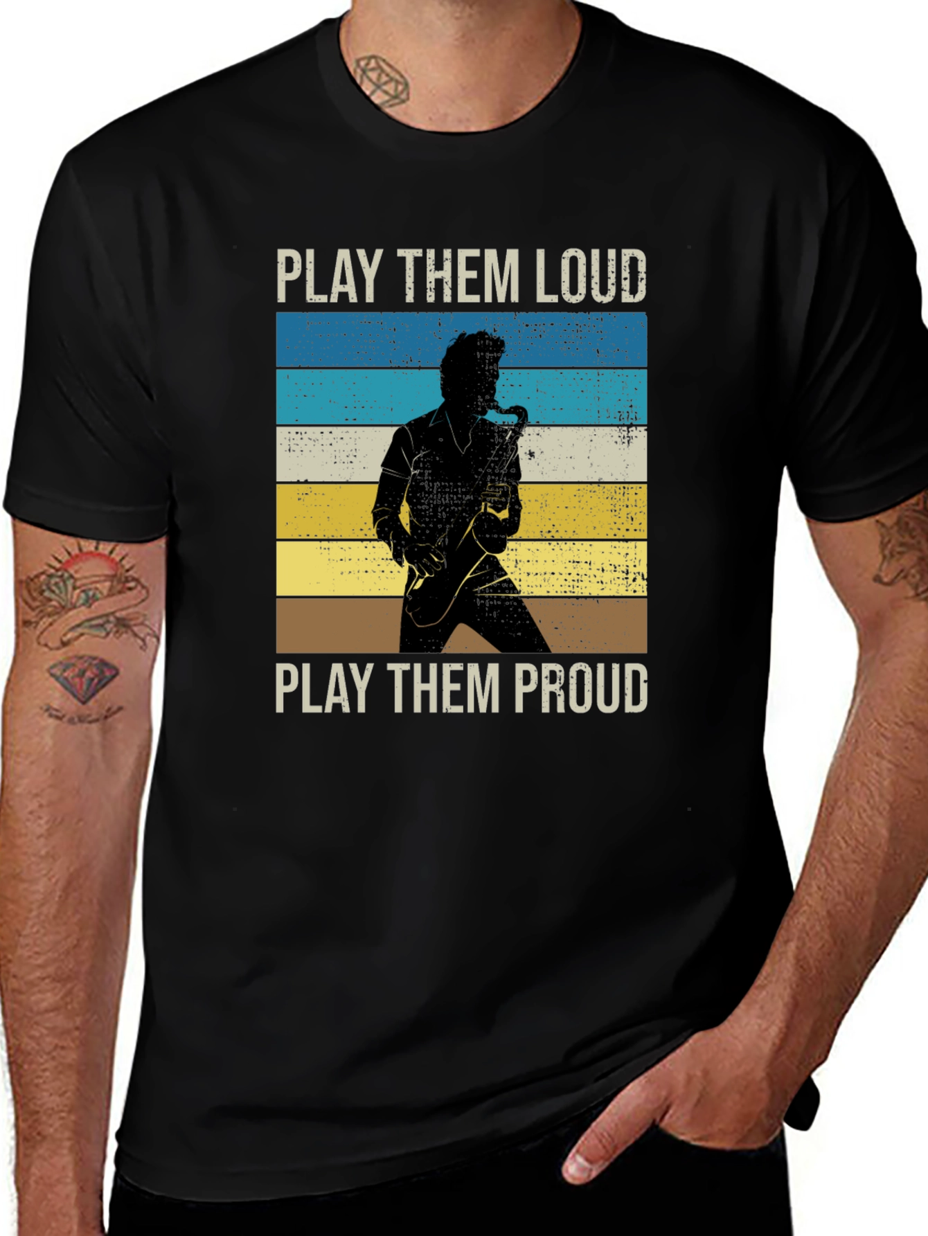 Variant 22 of Play Them Loud Saxophone Graphic Tee