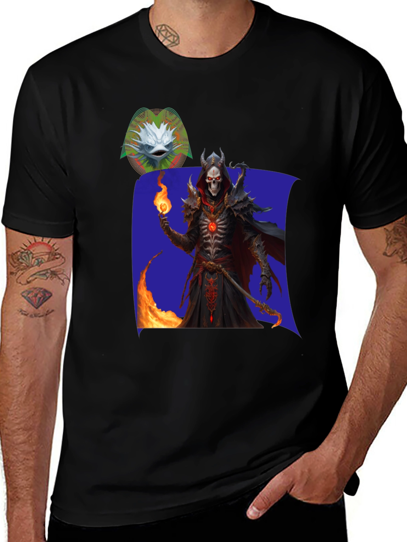 Variant 19 of Grim Reaper Graphic Tee - Dark Fantasy Design