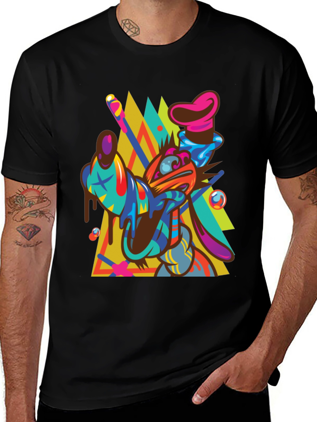 Variant 11 of Abstract Goofy Graphic Print Black T-Shirt