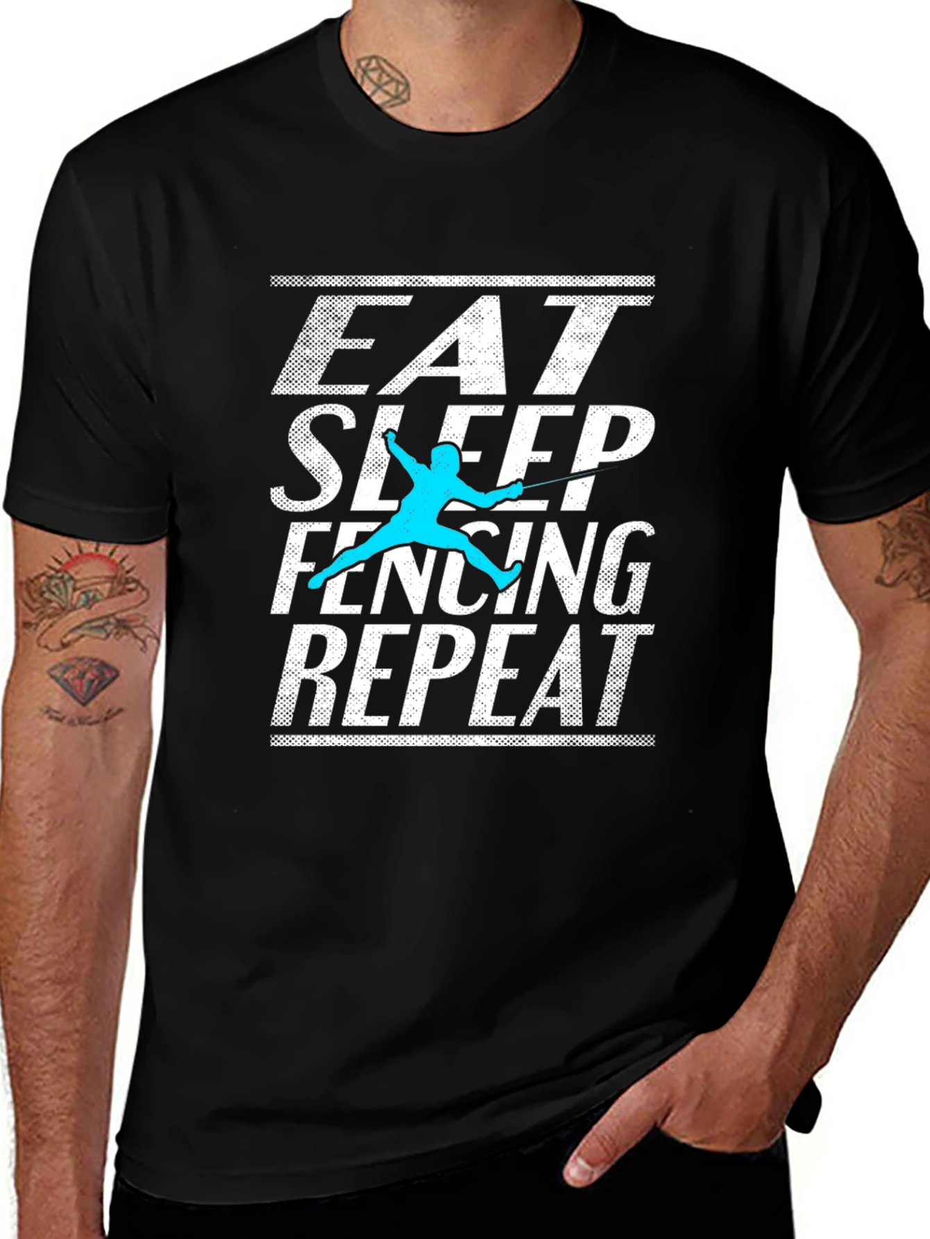 Variant 11 of Eat Sleep Fencing Repeat Graphic Tee