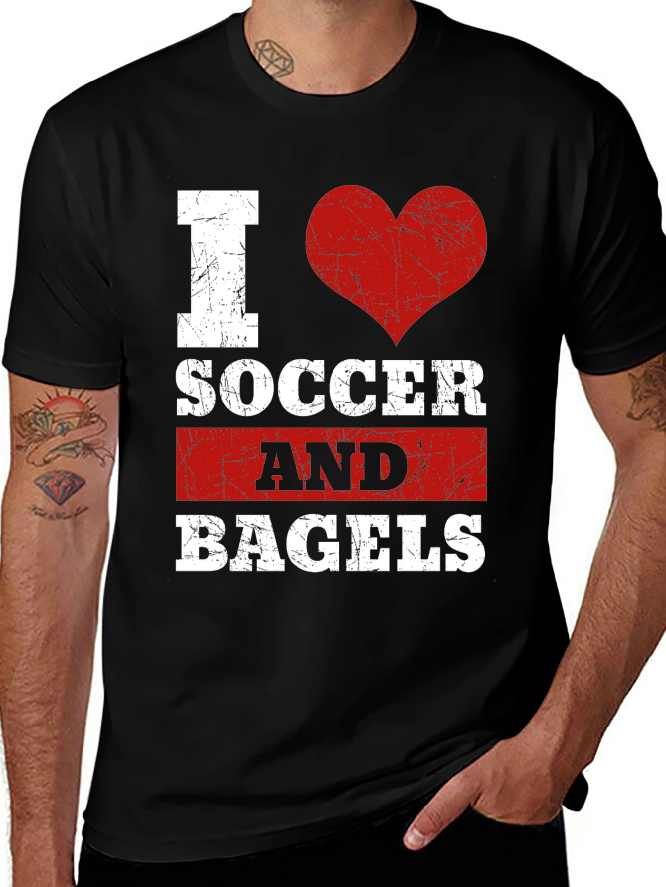 Variant 17 of I Love Soccer and Bagels Graphic T-Shirt