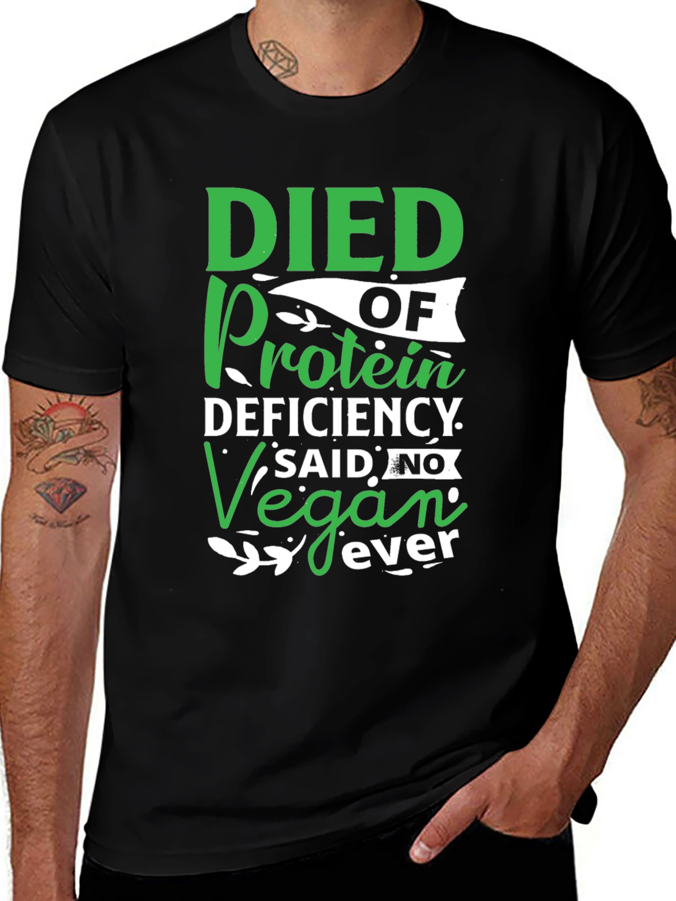 Variant 30 of Died of Protein Deficiency Vegan Humor T-Shirt
